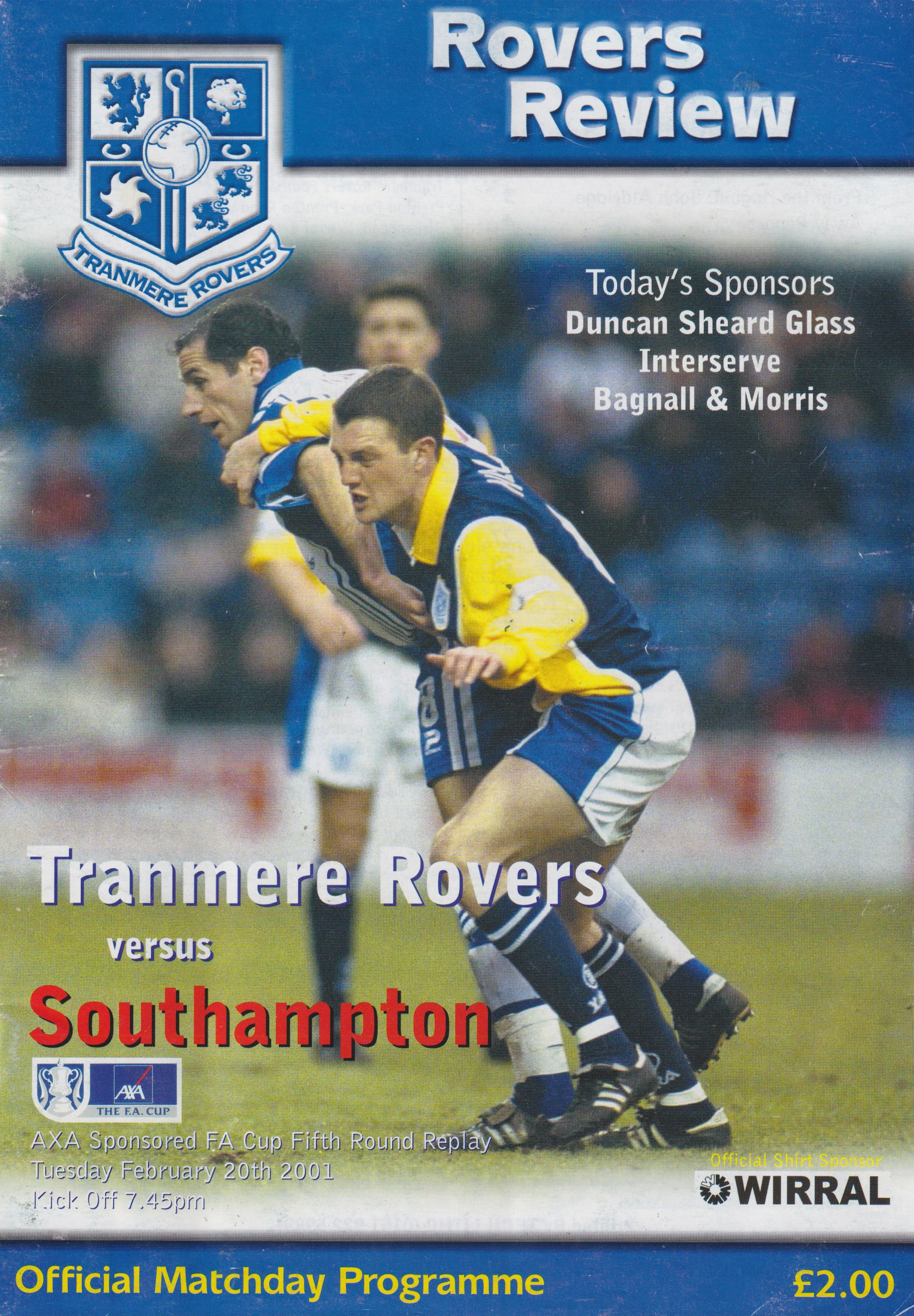 Match Programme for 20/02/2001