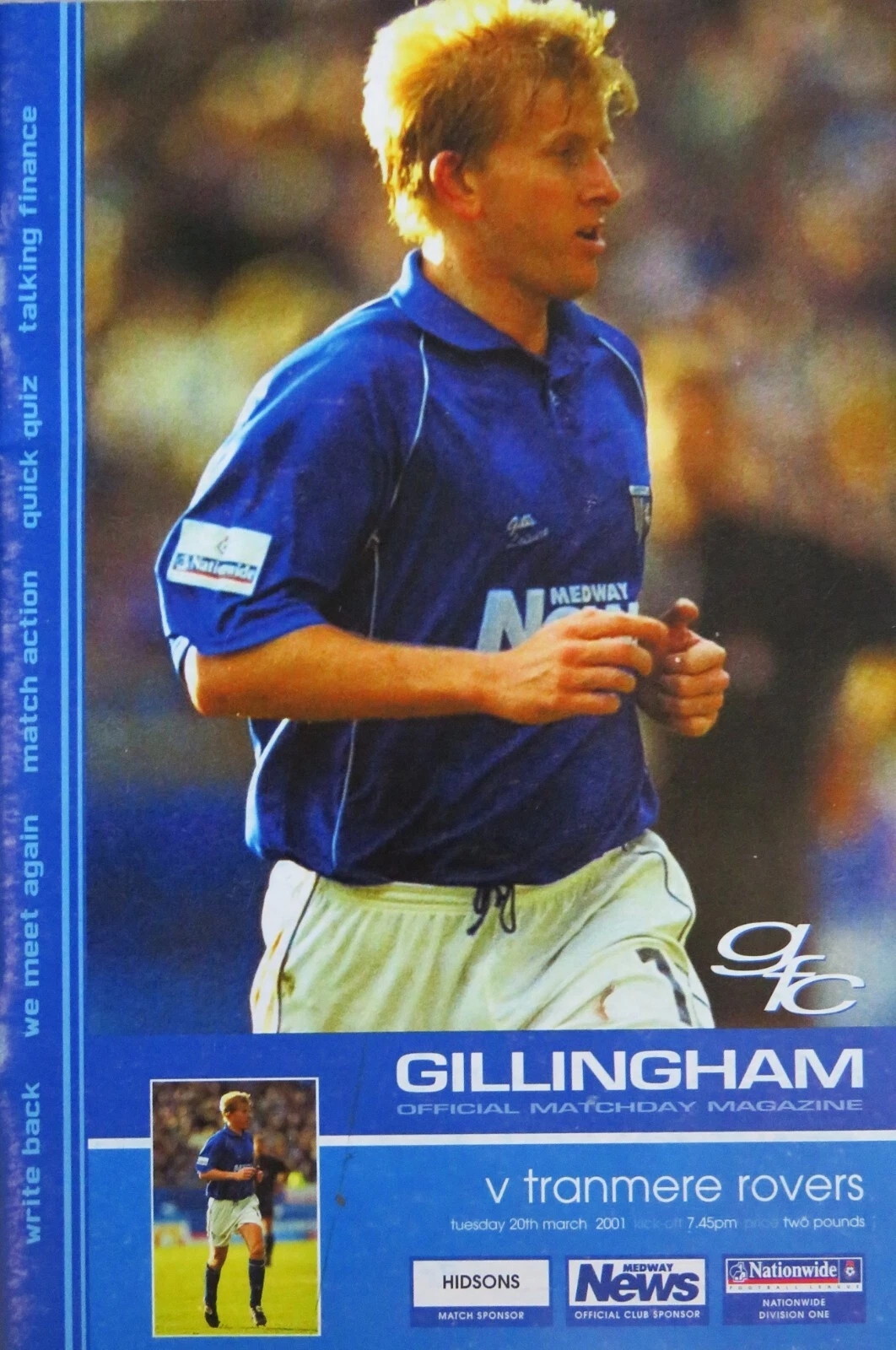Match Programme for 20/03/2001