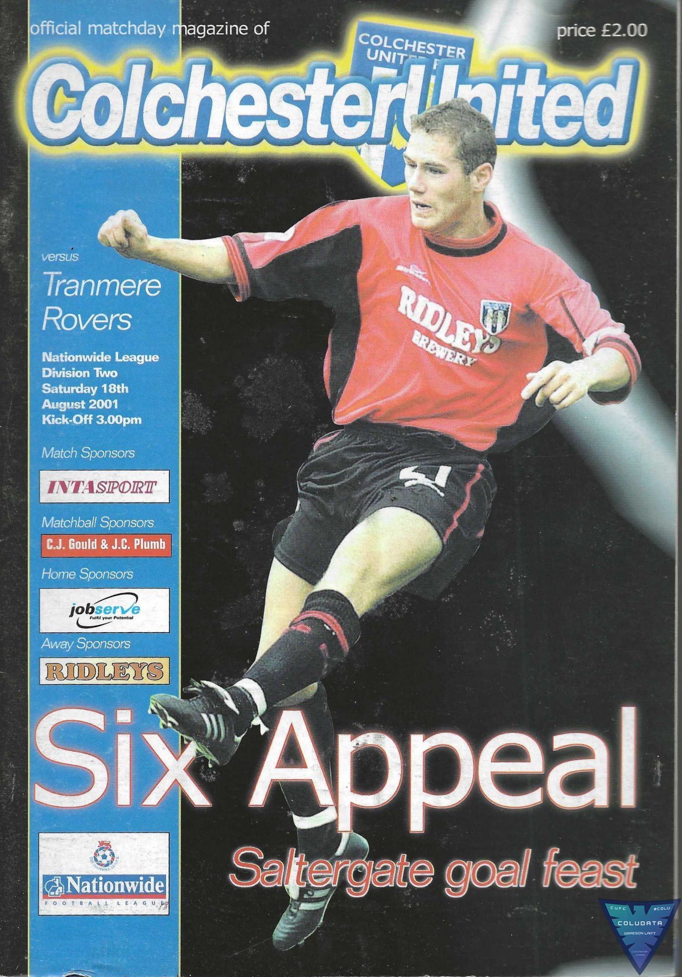 Match Programme for 18/08/2001