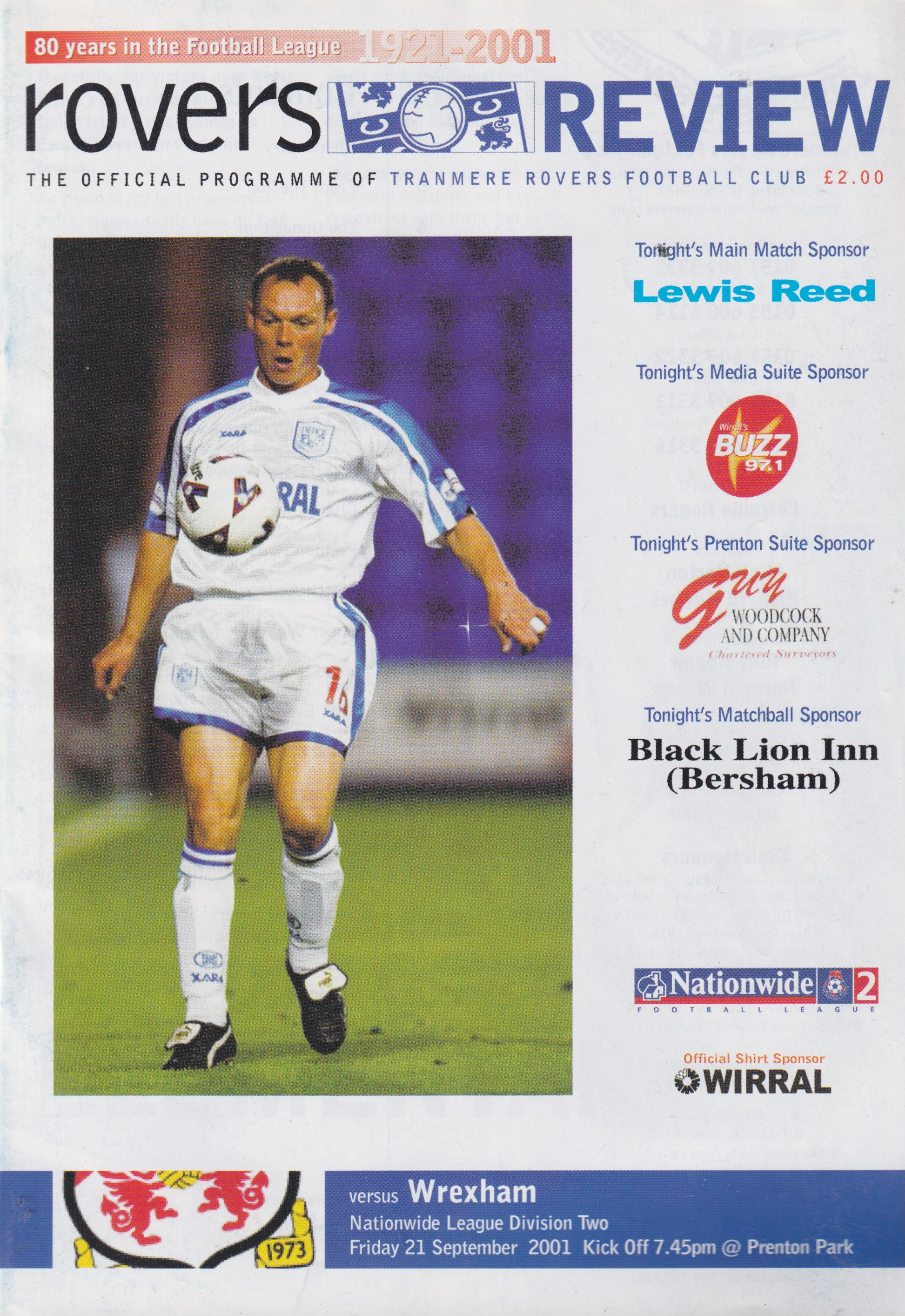 Match Programme for 21/09/2001
