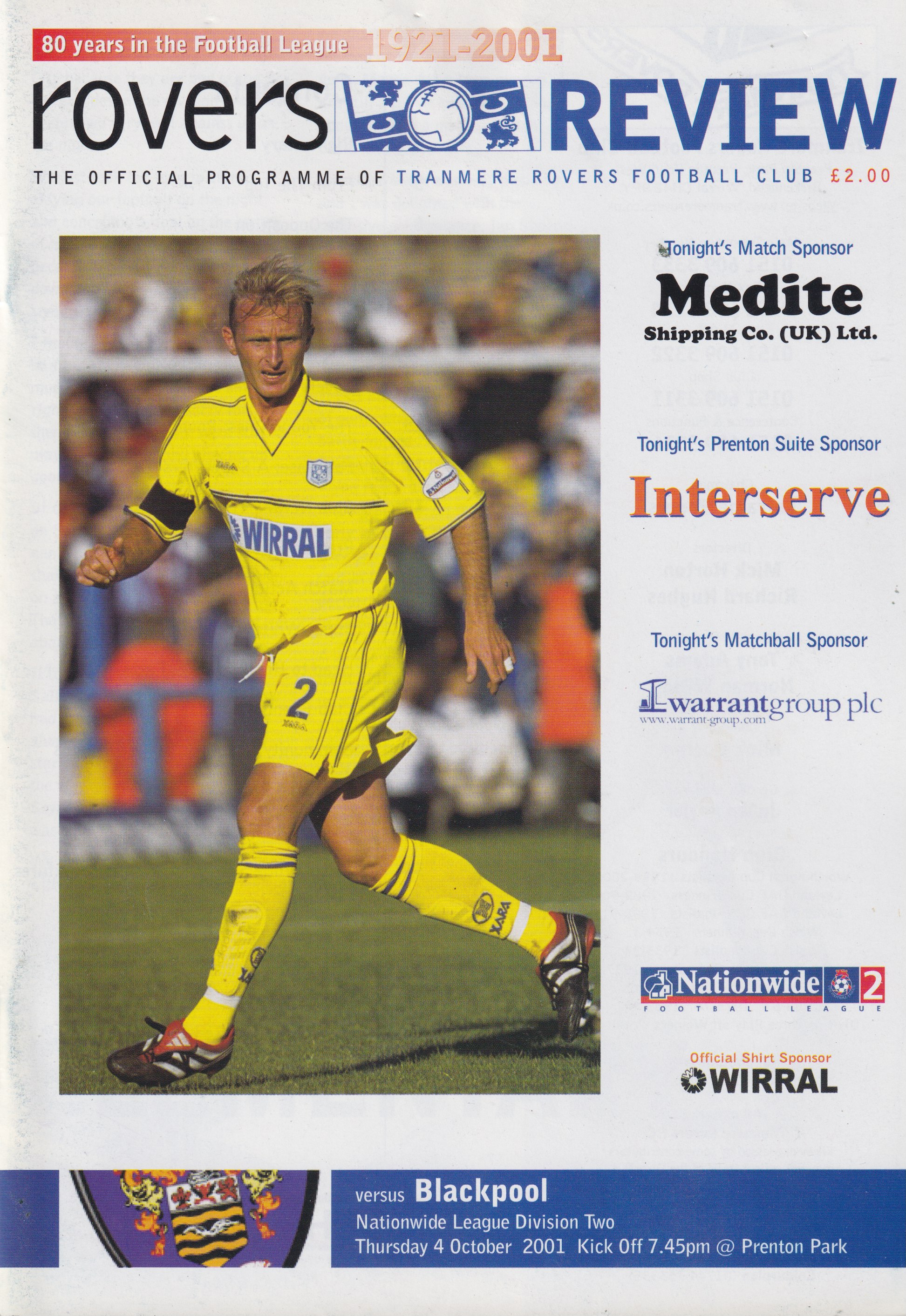Match Programme for 04/10/2001
