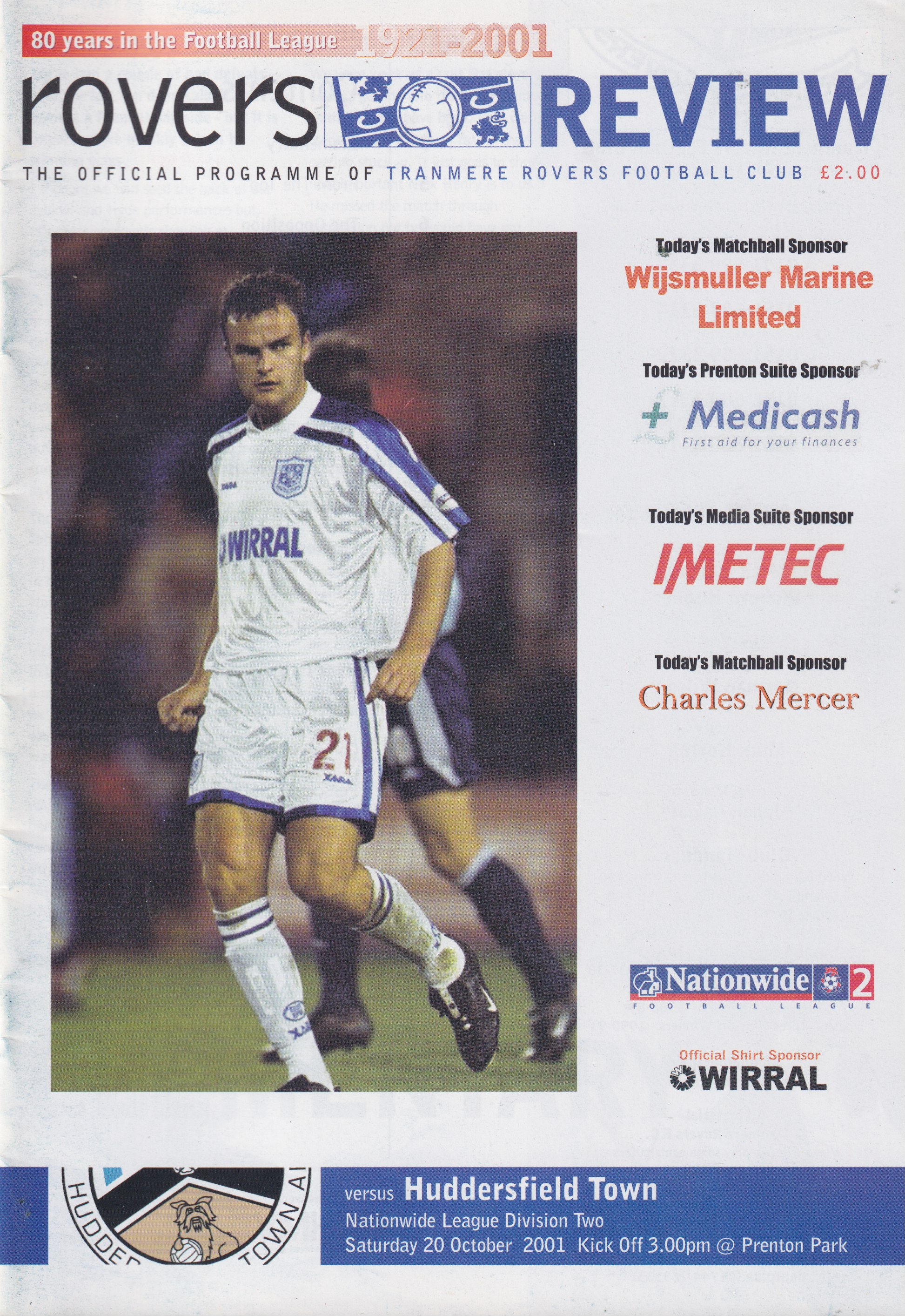 Match Programme for 20/10/2001