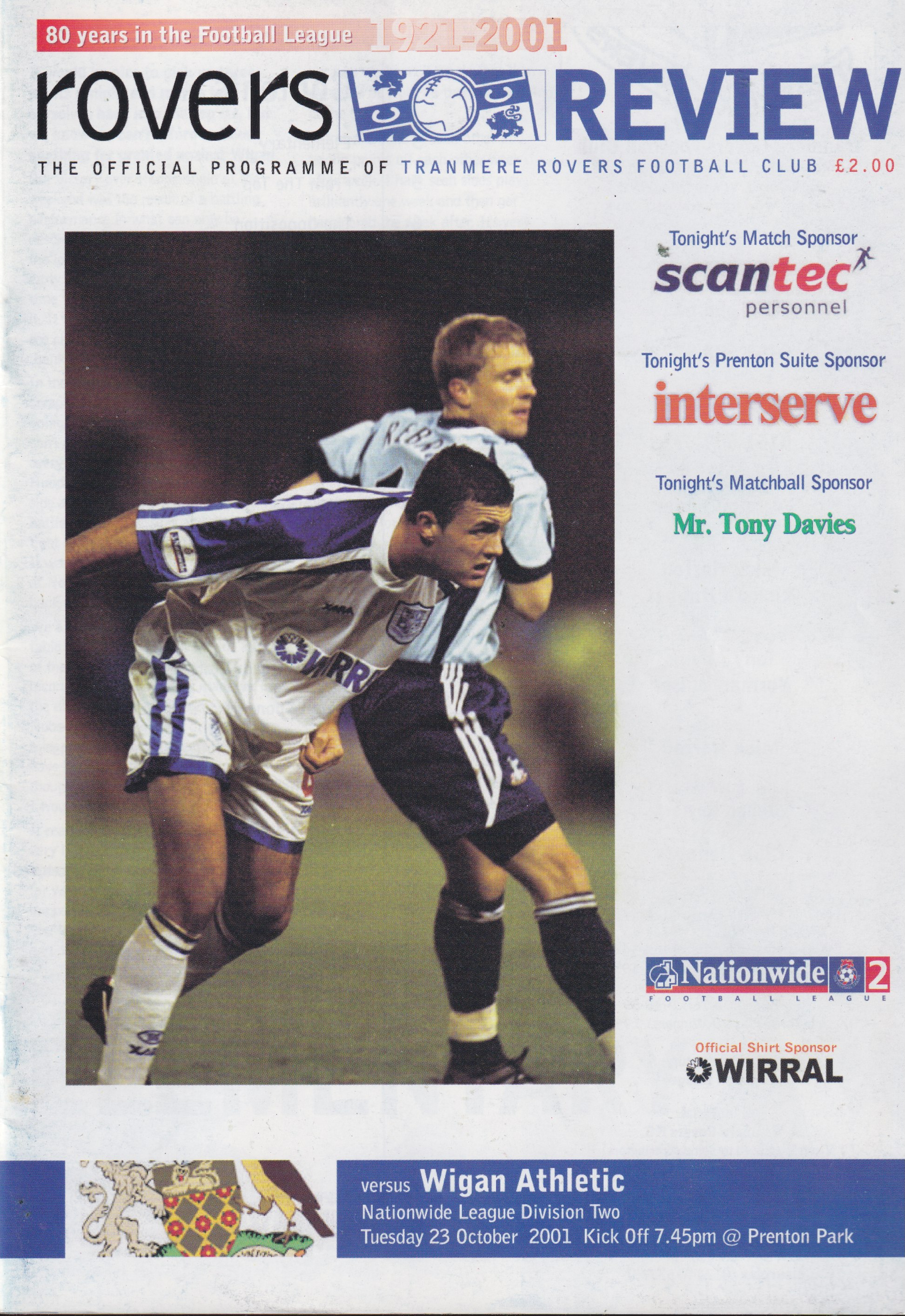 Match Programme for 23/10/2001