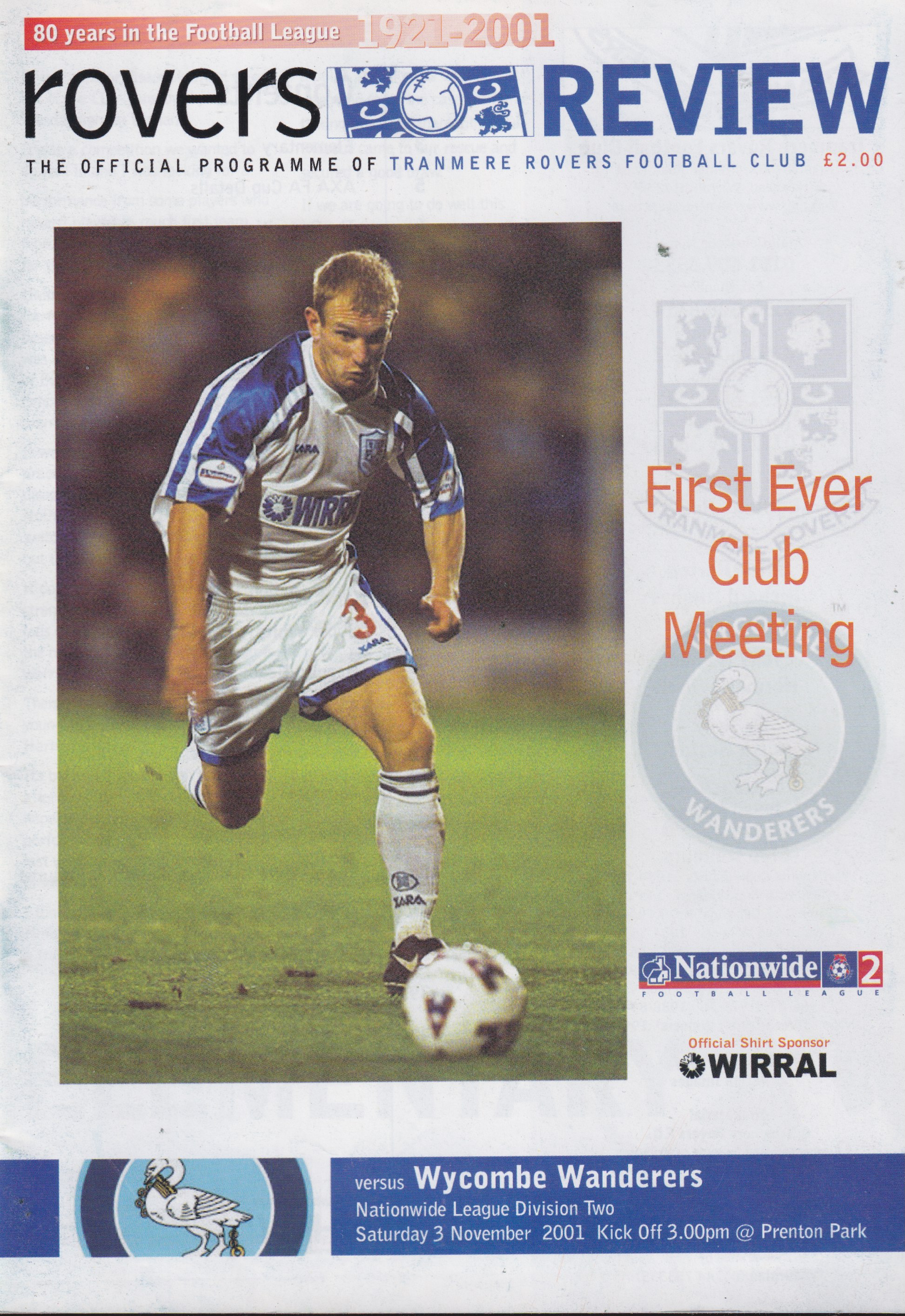 Match Programme for 03/11/2001