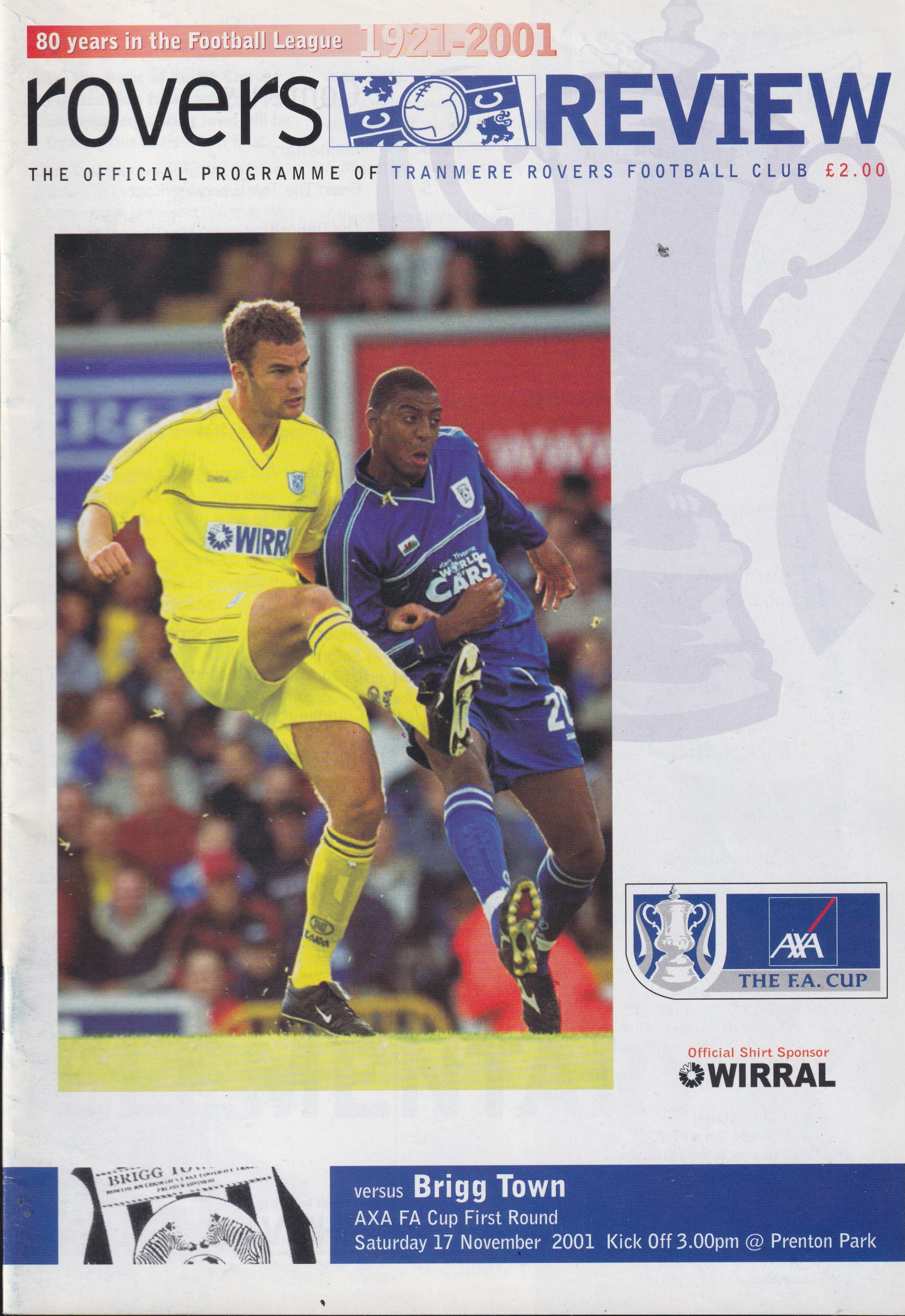 Match Programme for 17/11/2001