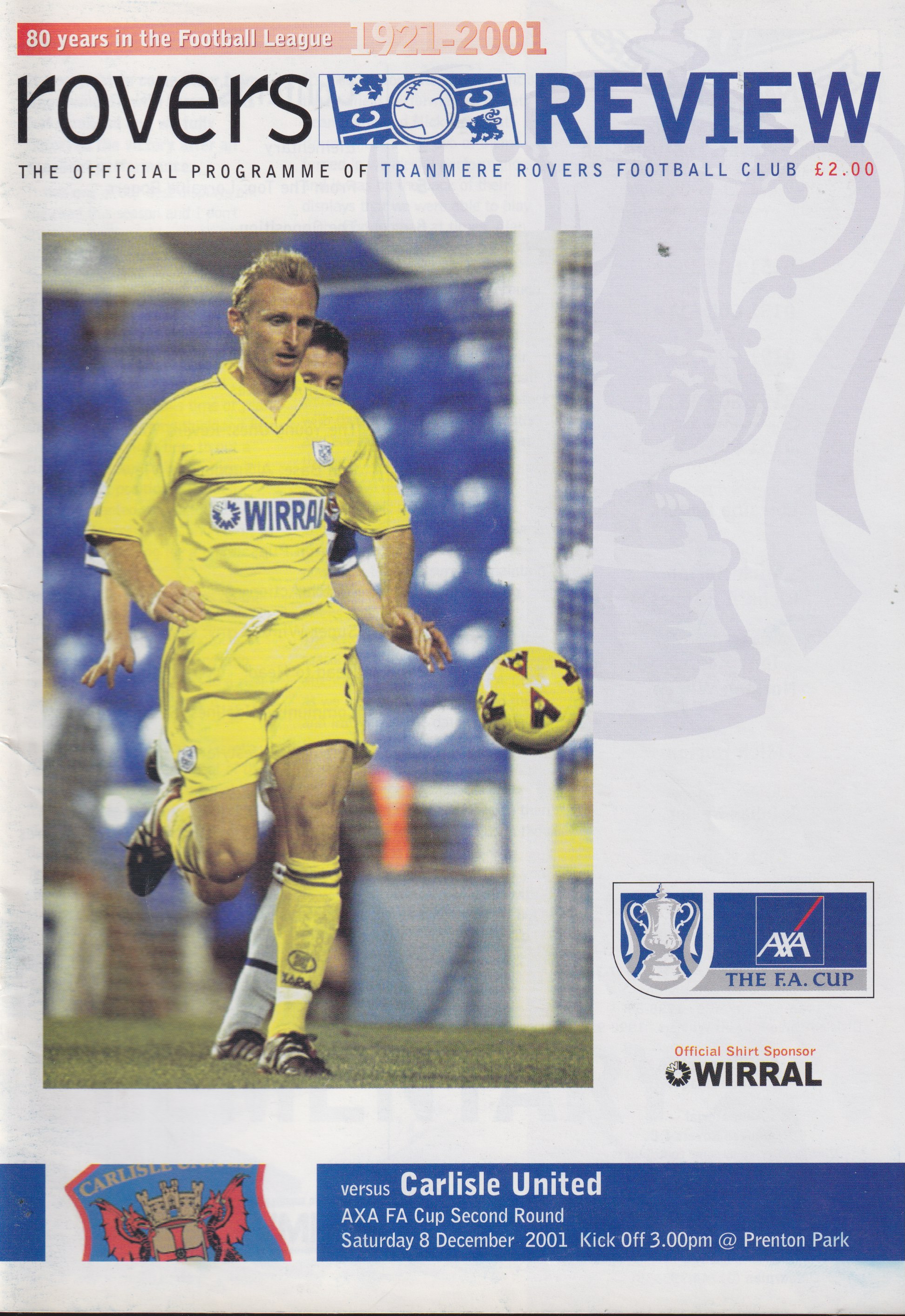 Match Programme for 08/12/2001
