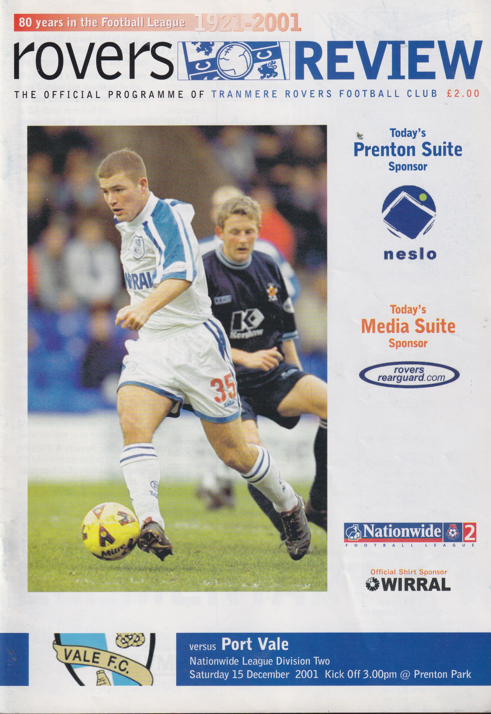 Match Programme for 15/12/2001