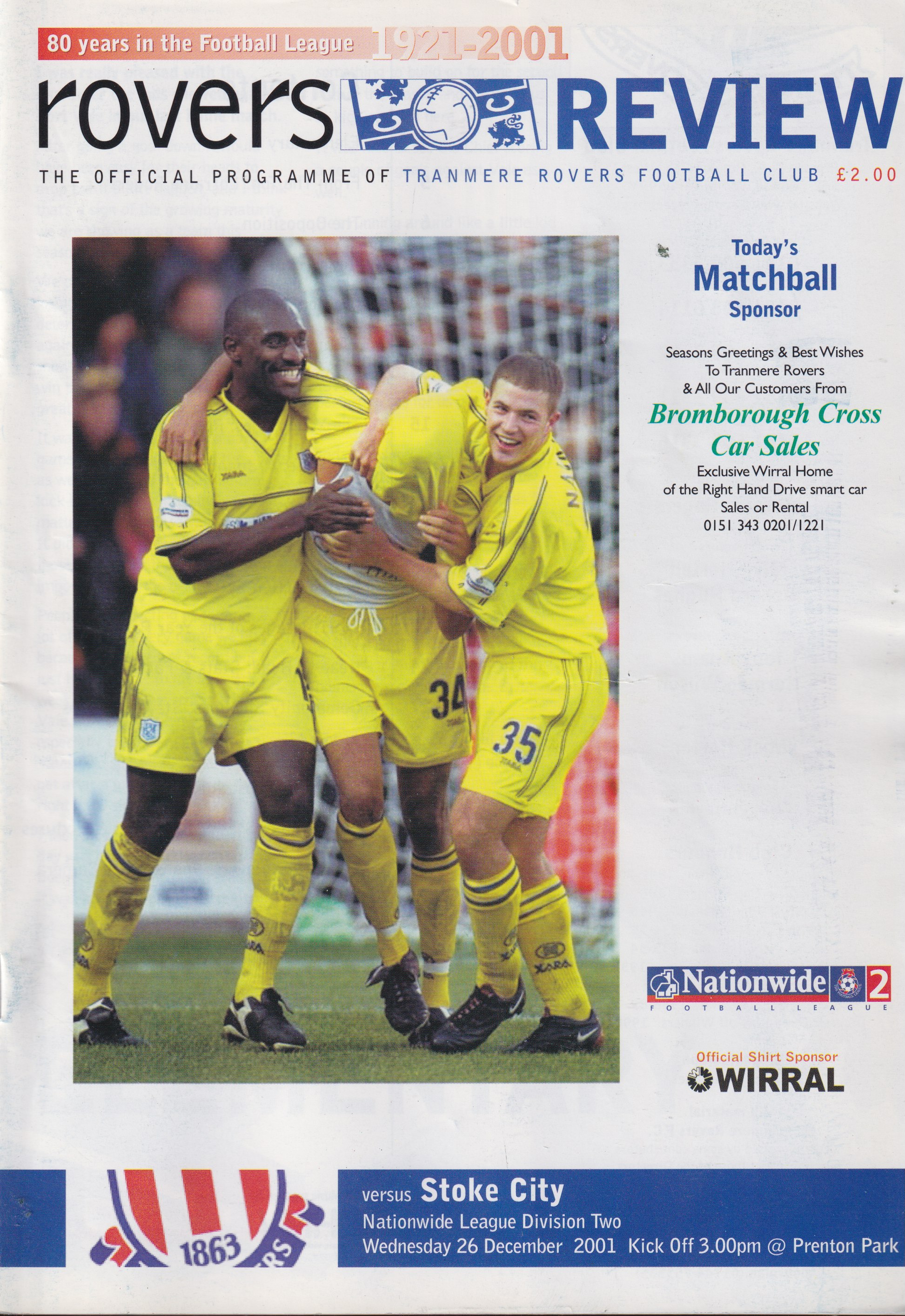 Match Programme for 26/12/2001