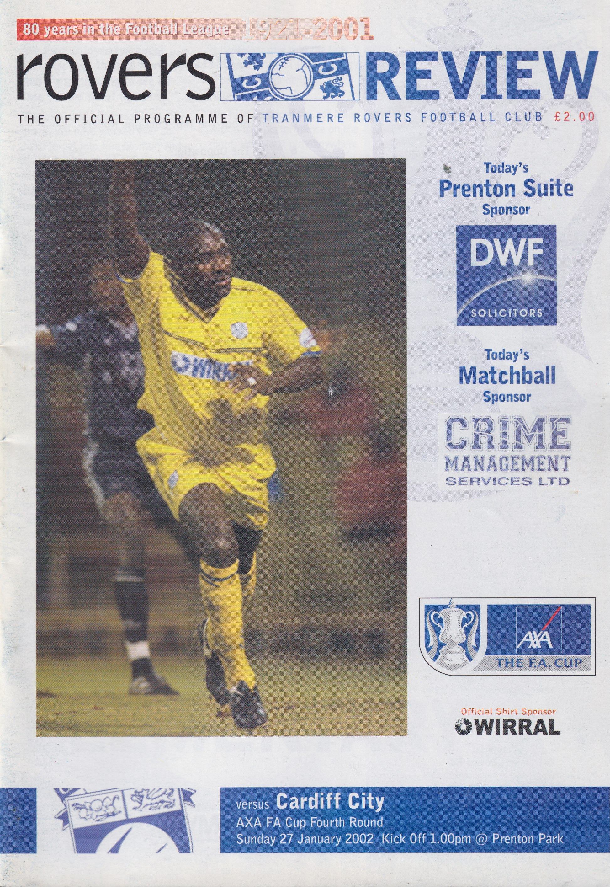 Match Programme for 19/01/2002