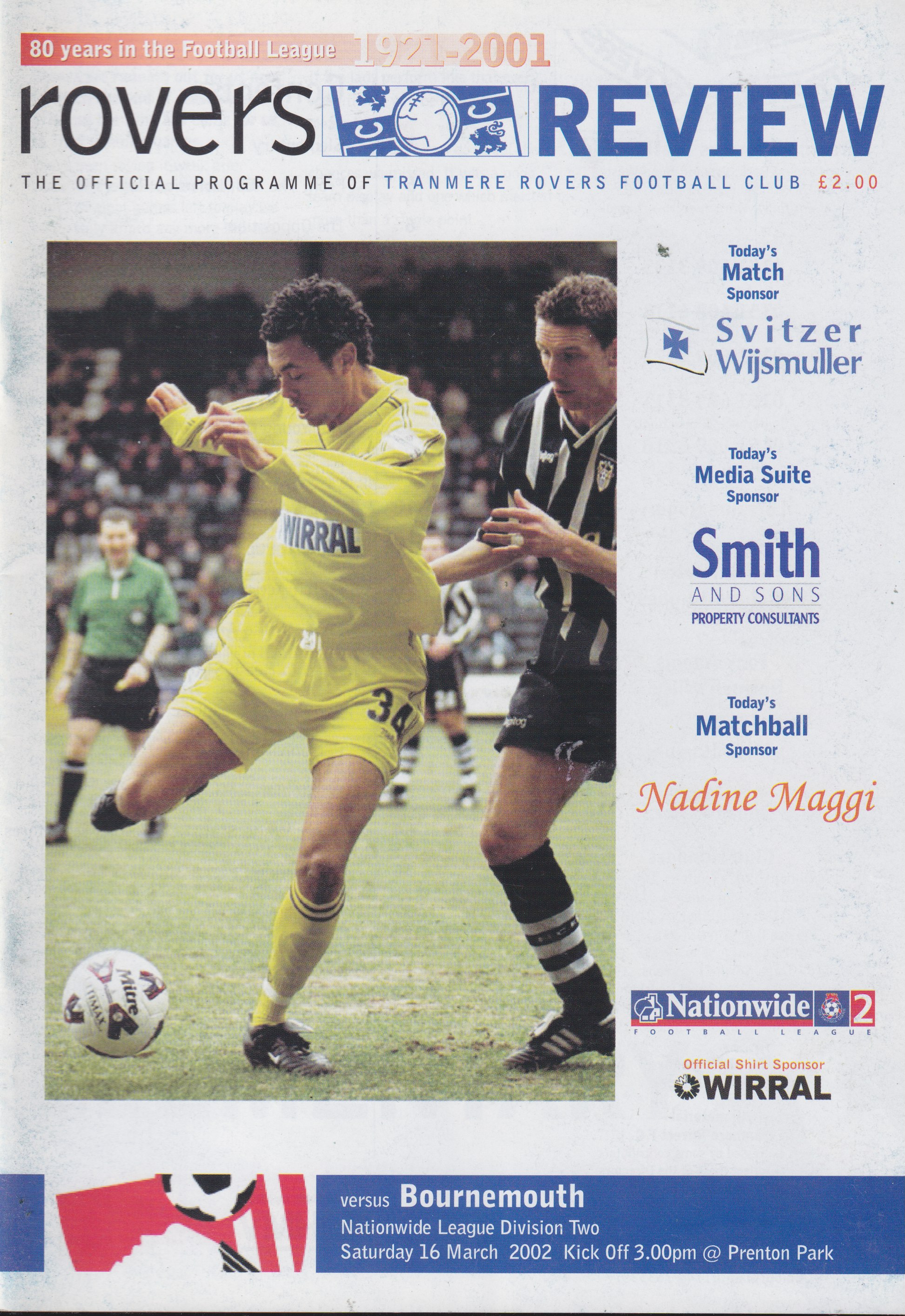 Match Programme for 16/03/2002