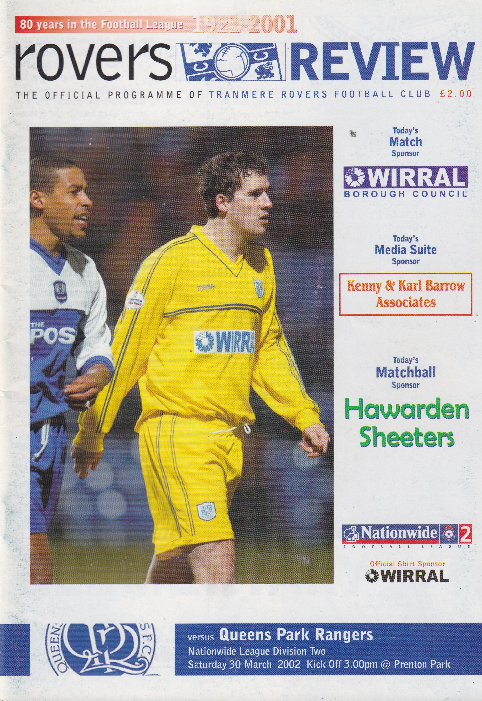 Match Programme for 30/03/2002