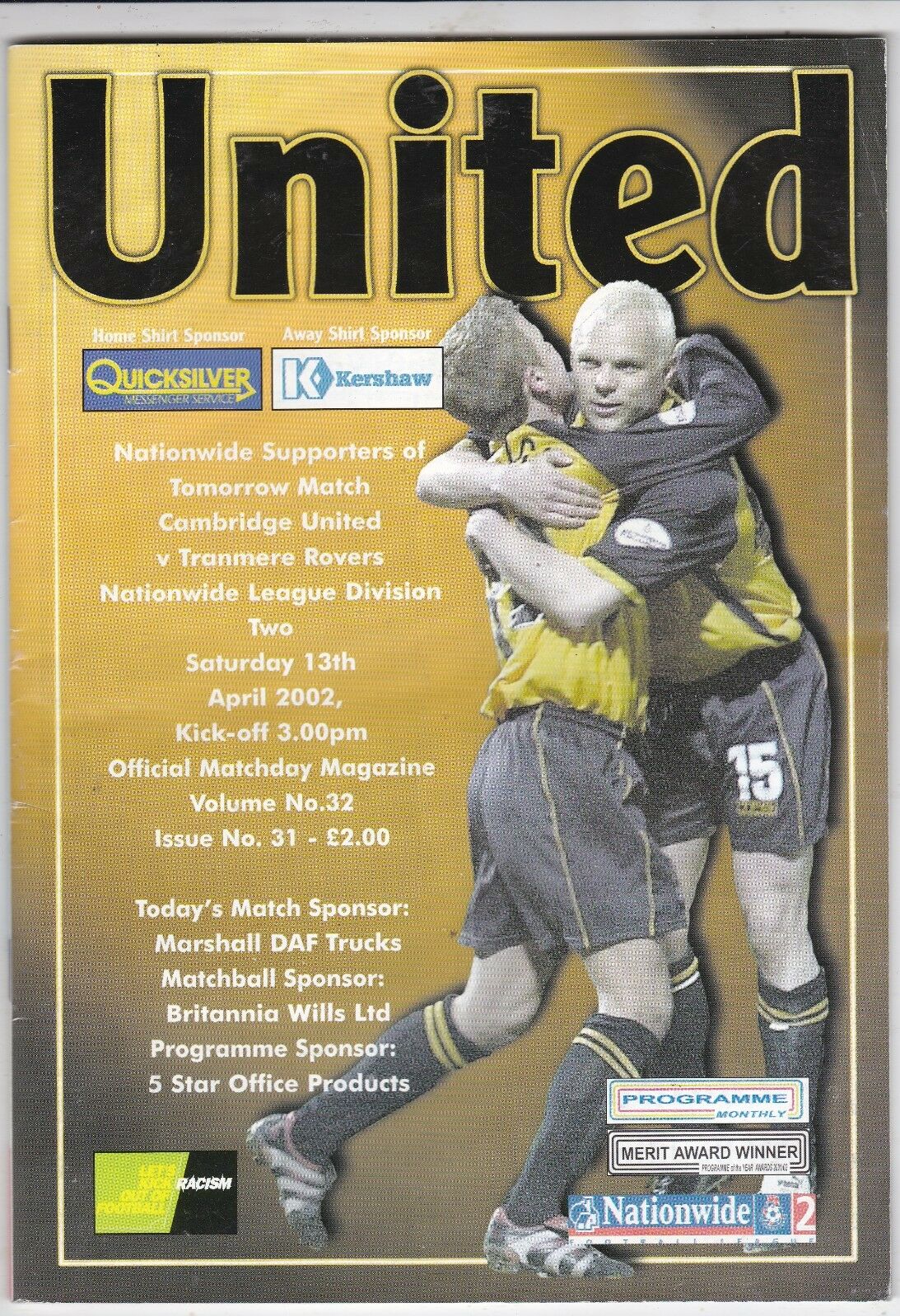 Match Programme for 13/04/2002