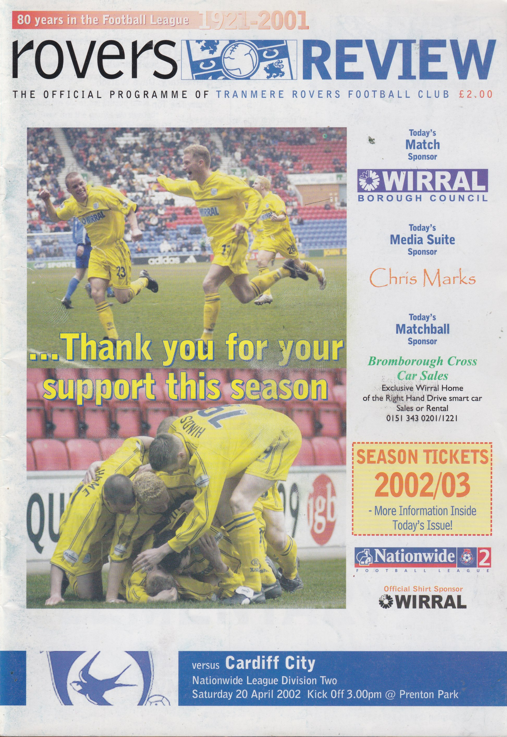 Match Programme for 20/04/2002