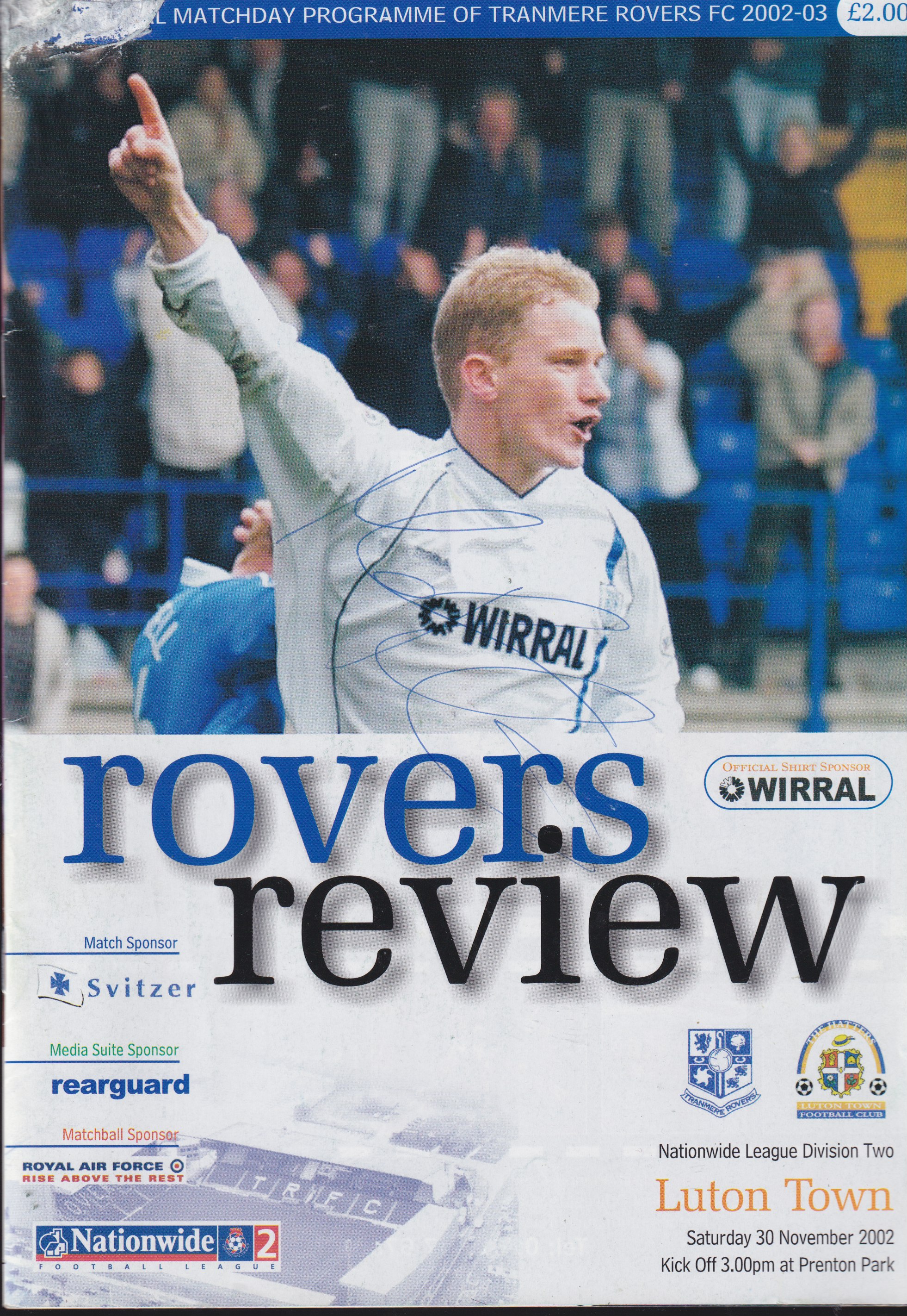 Match Programme for 30/11/2002