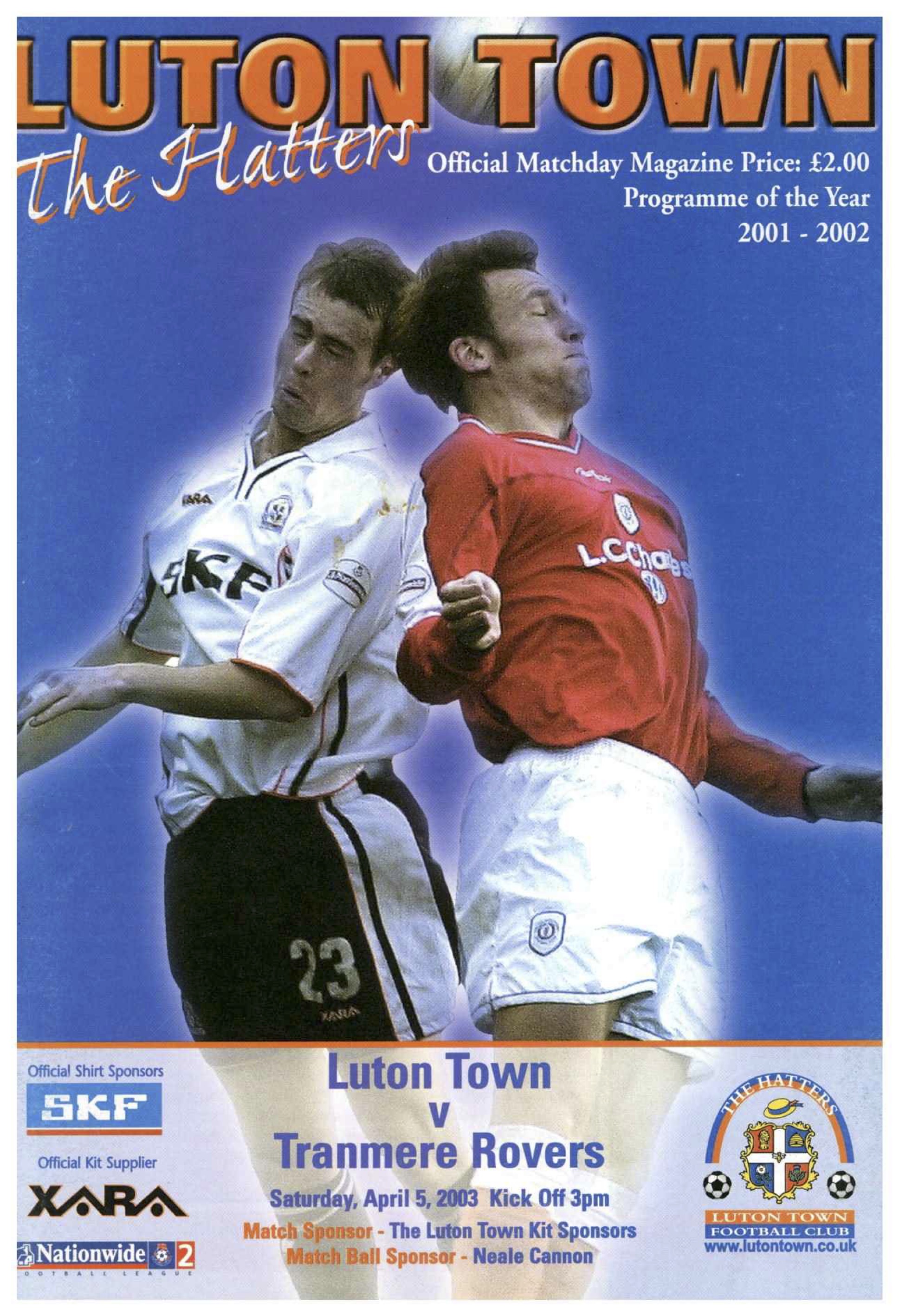 Match Programme for 05/04/2003