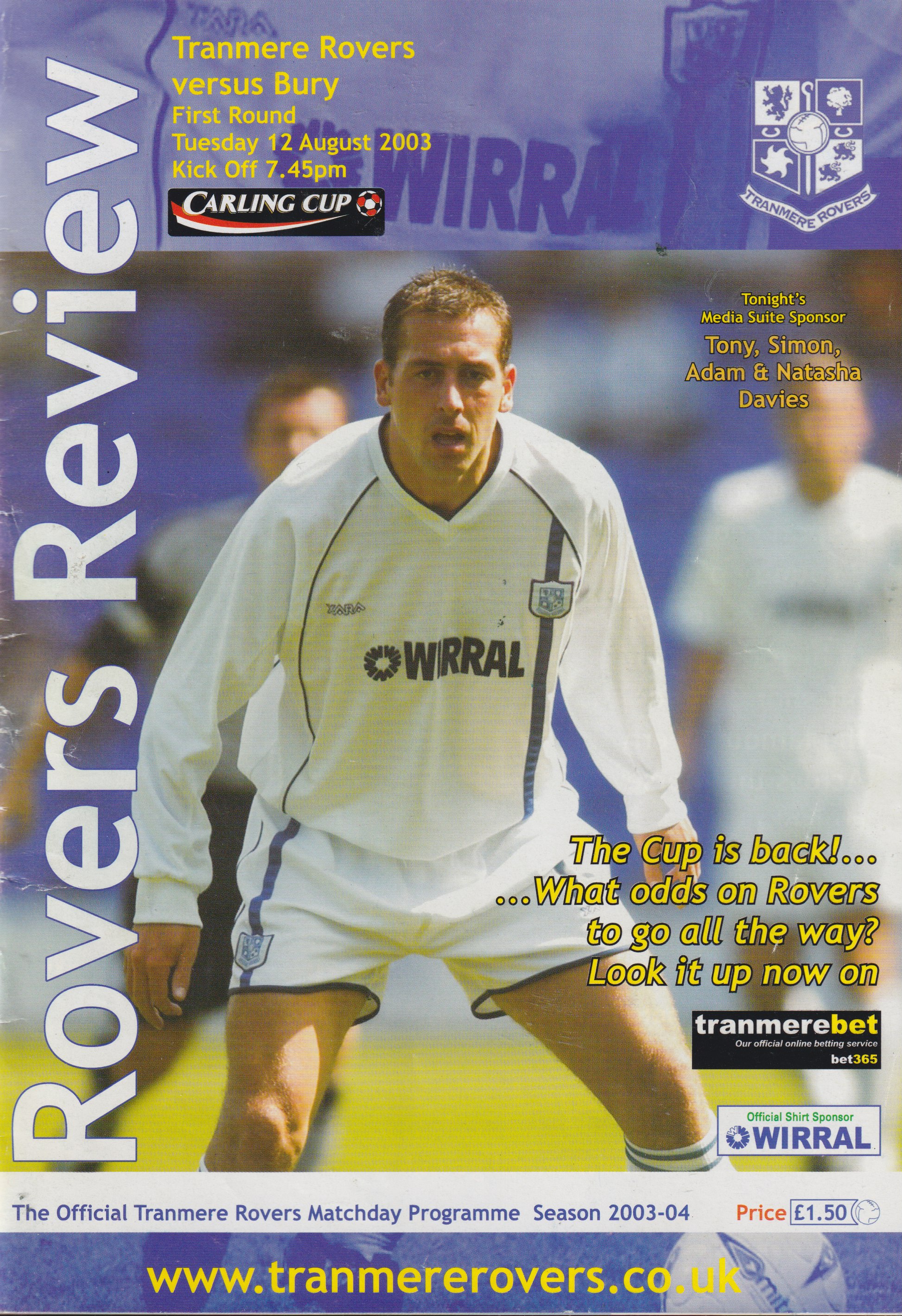 Match Programme for 12/08/2003