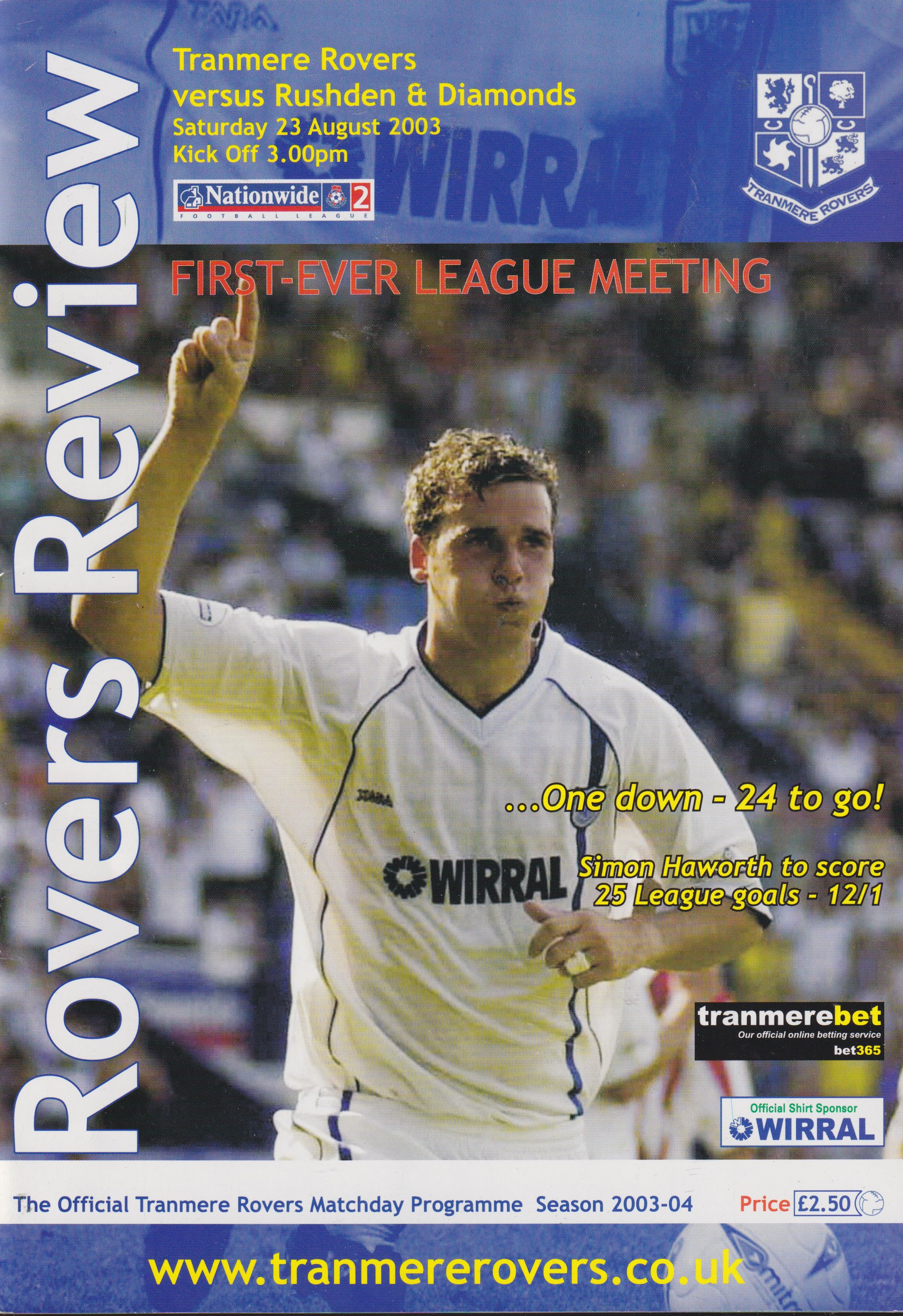 Match Programme for 23/08/2003