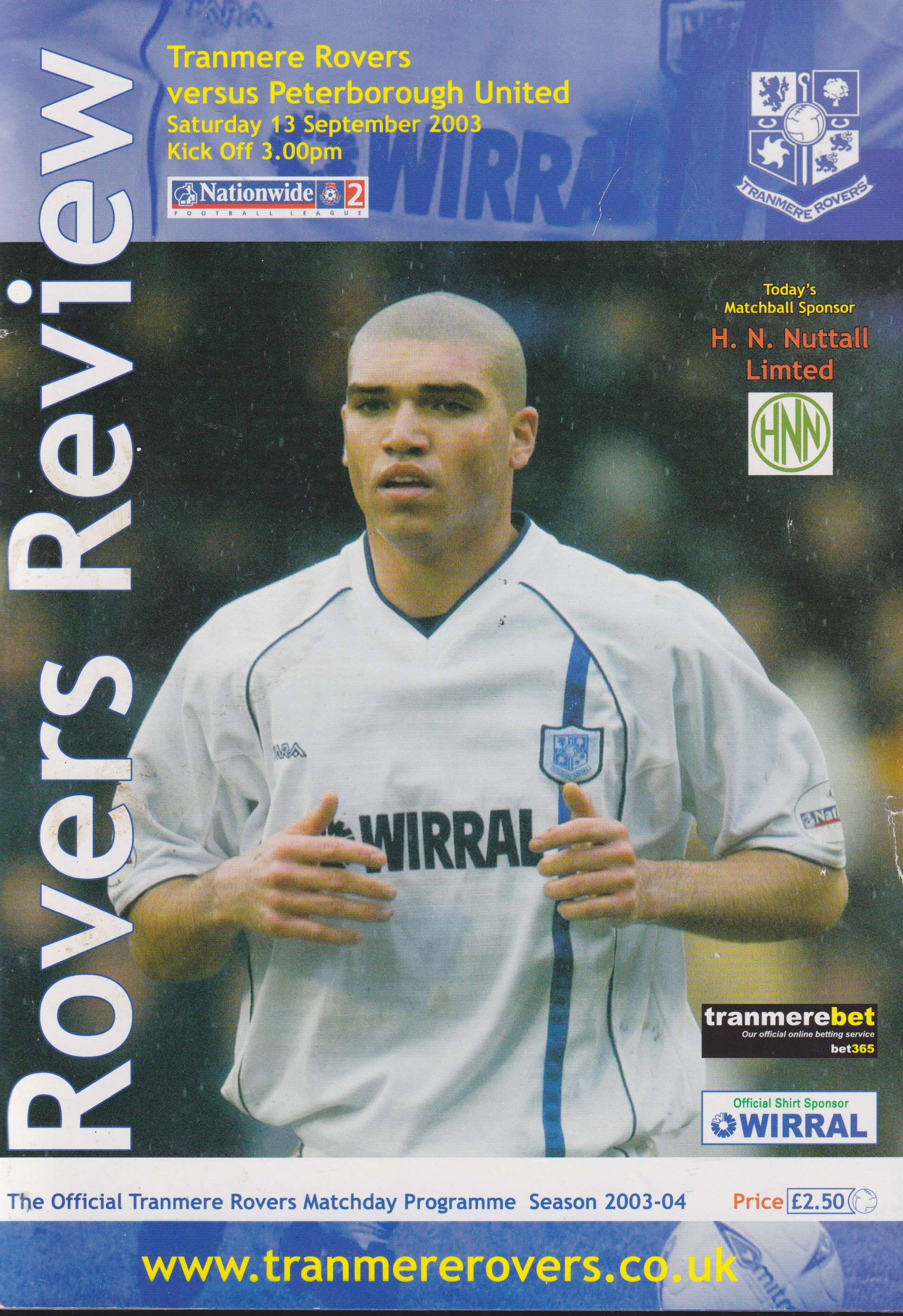 Match Programme for 13/09/2003
