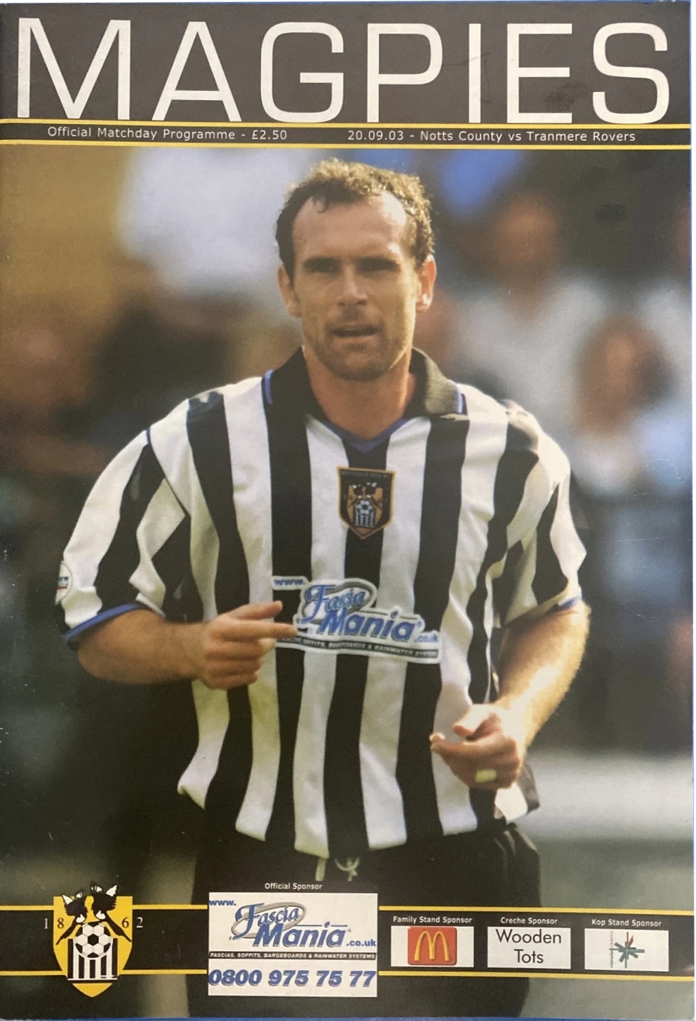 Match Programme for 20/09/2003