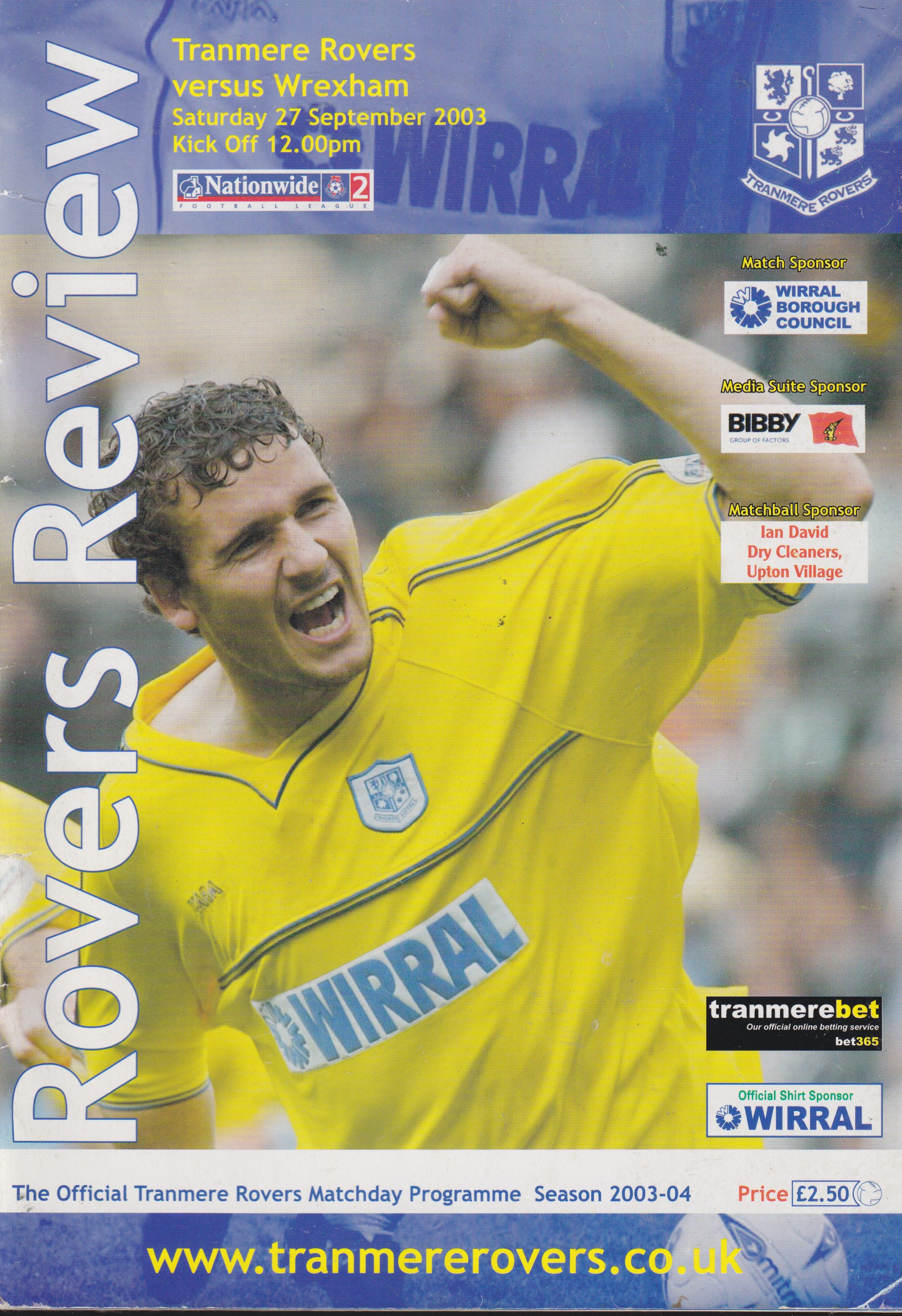 Match Programme for 27/09/2003