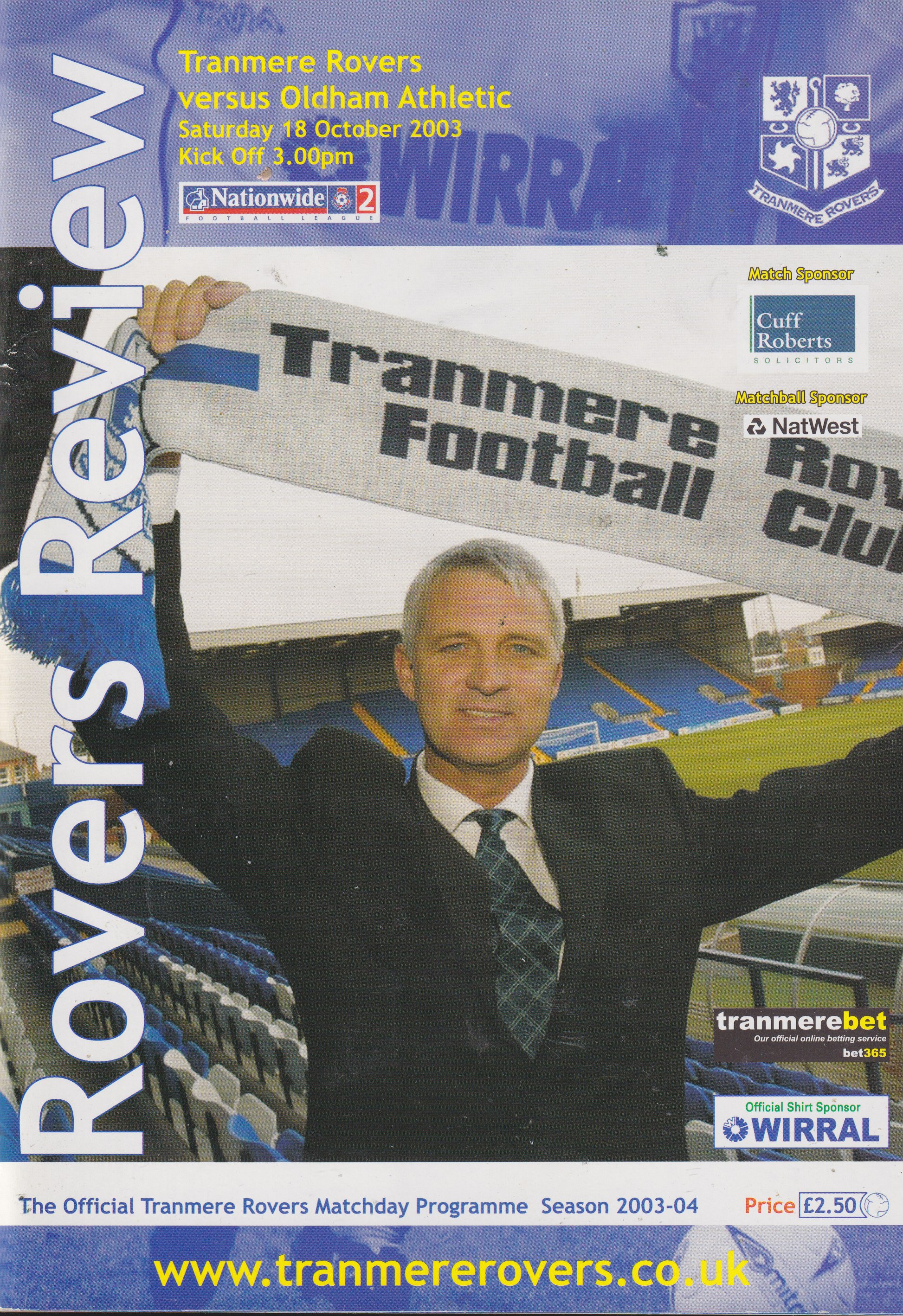 Match Programme for 18/10/2003