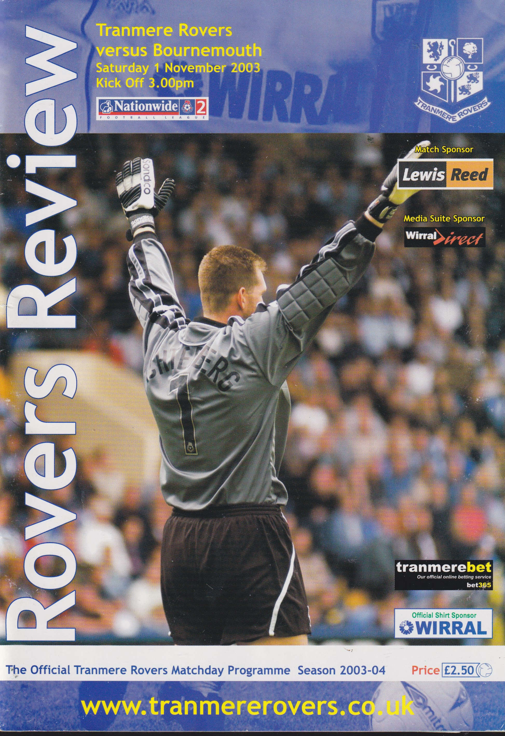 Match Programme for 01/11/2003