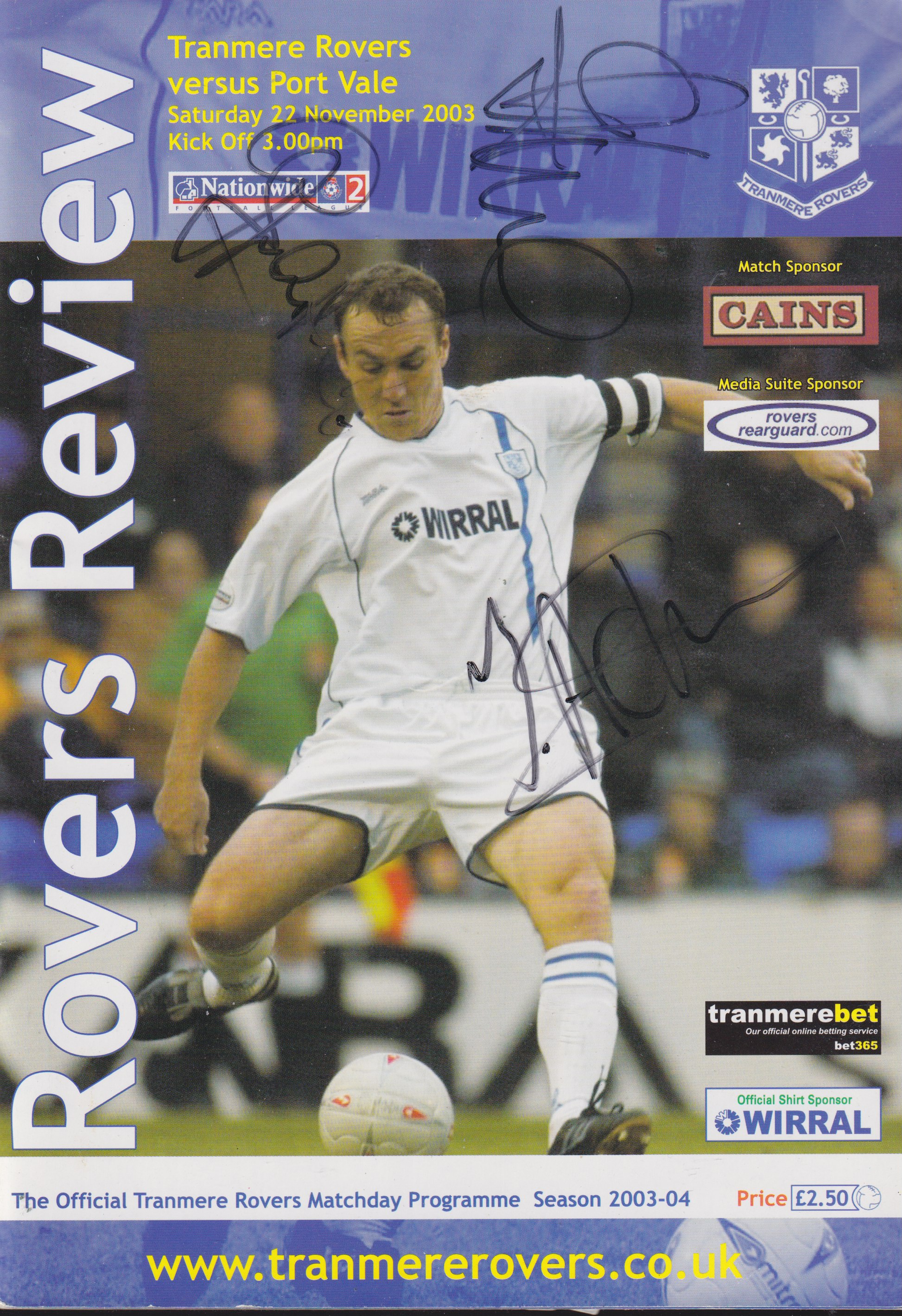 Match Programme for 22/11/2003