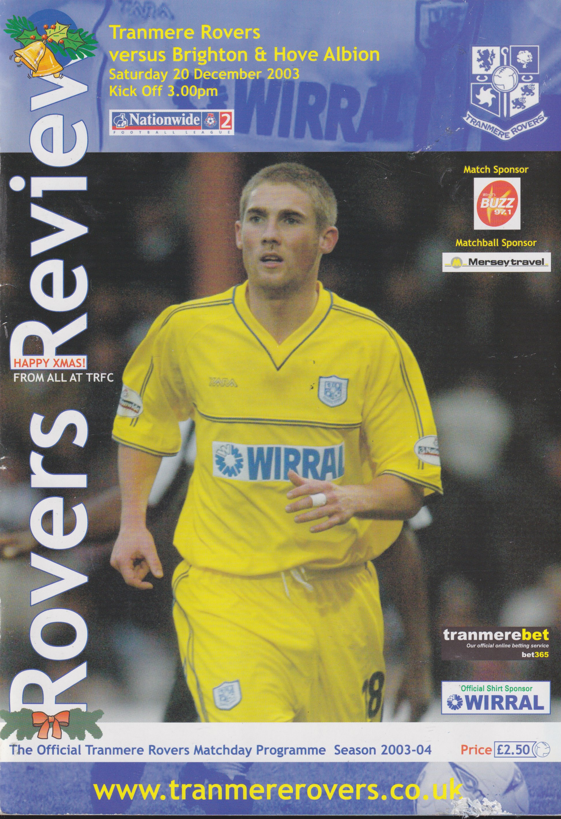 Match Programme for 20/12/2003