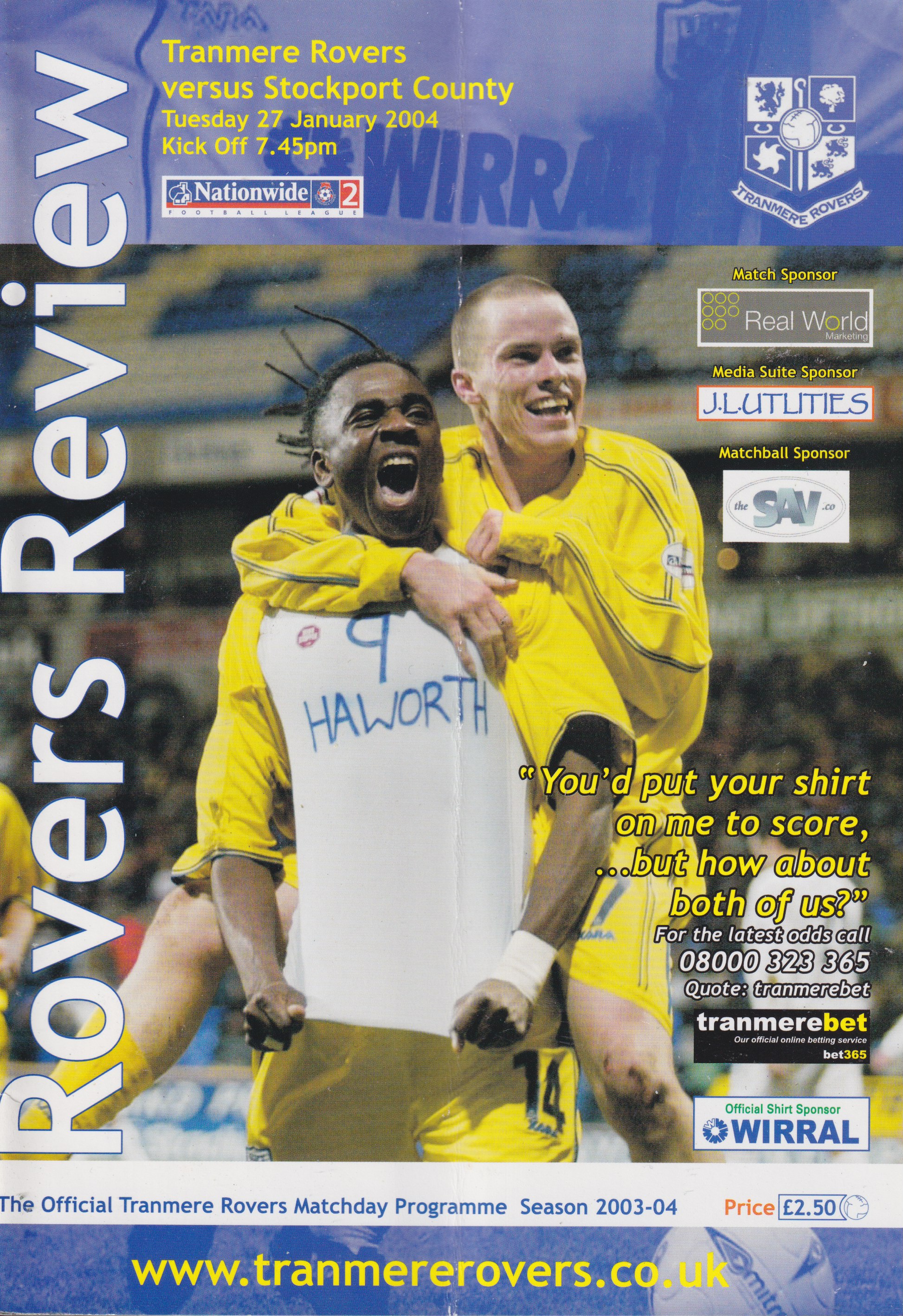 Match Programme for 27/01/2004