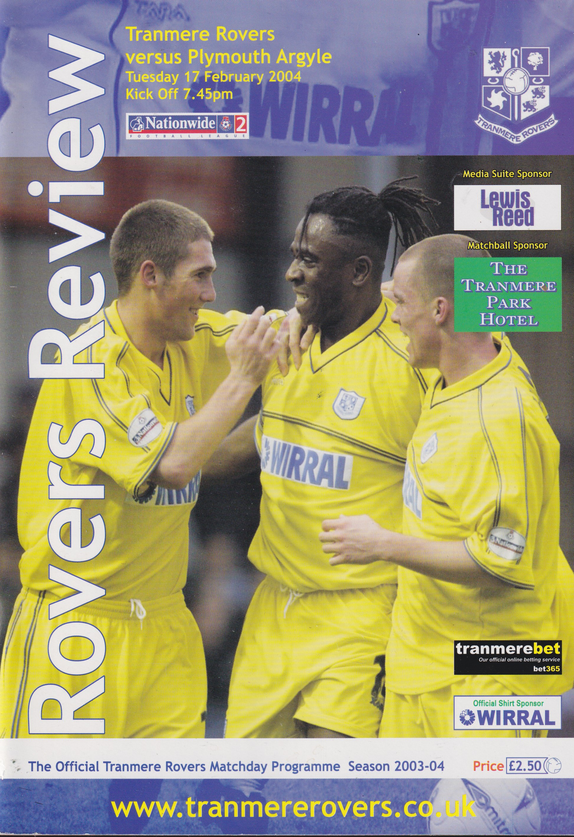 Match Programme for 17/02/2004