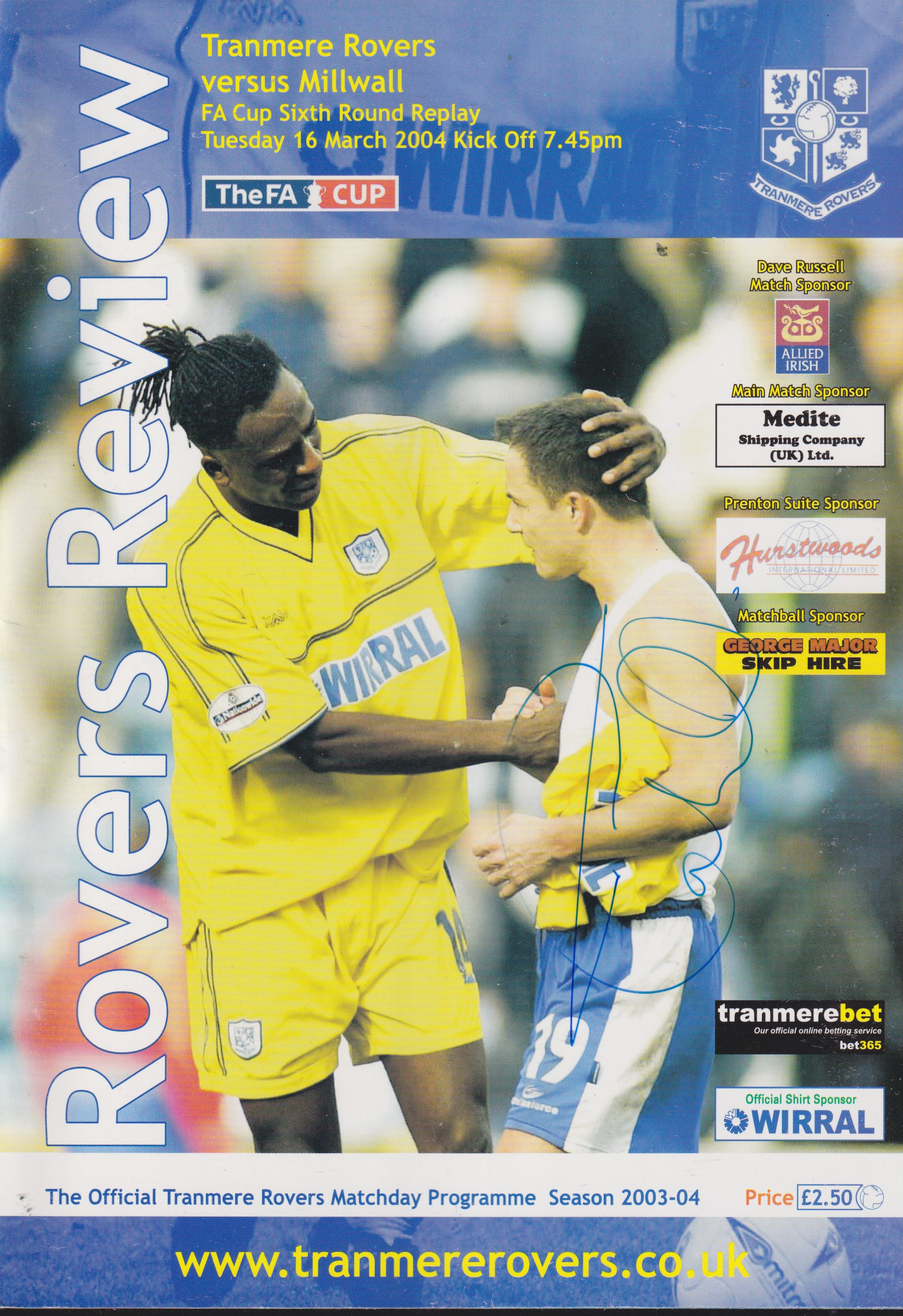 Match Programme for 16/03/2004