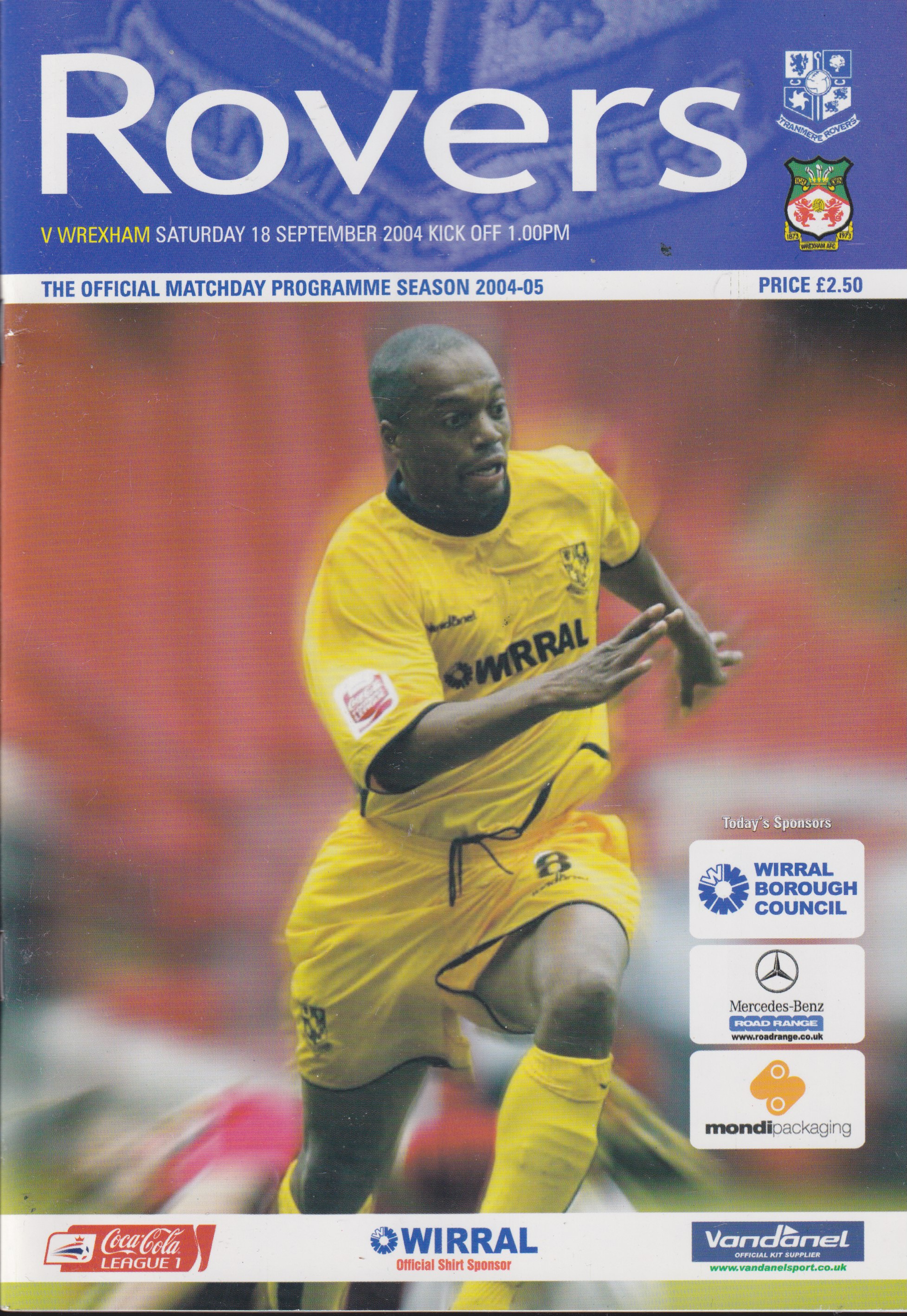 Match Programme for 18/09/2004