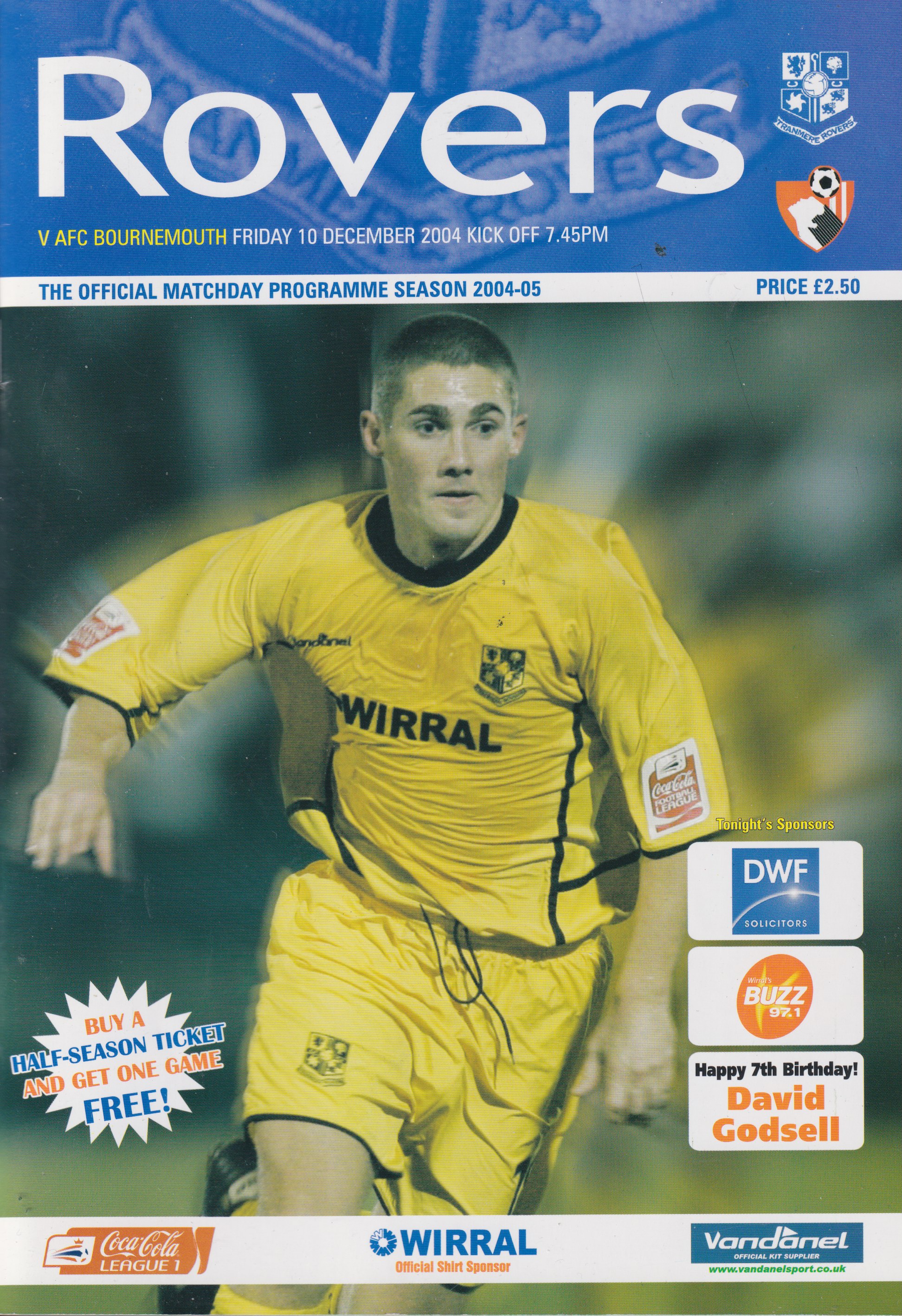 Match Programme for 10/12/2004
