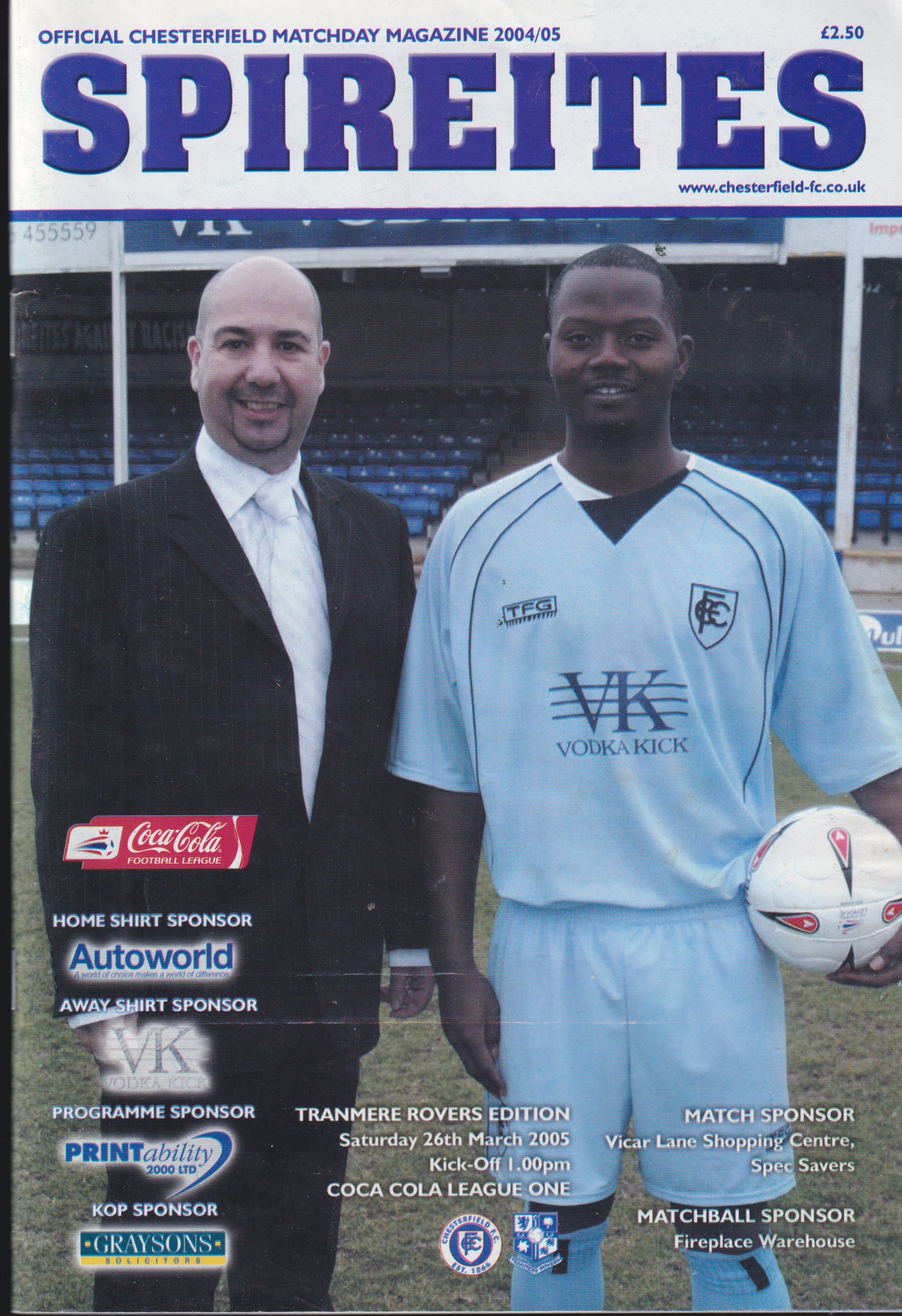 Match Programme for 26/03/2005
