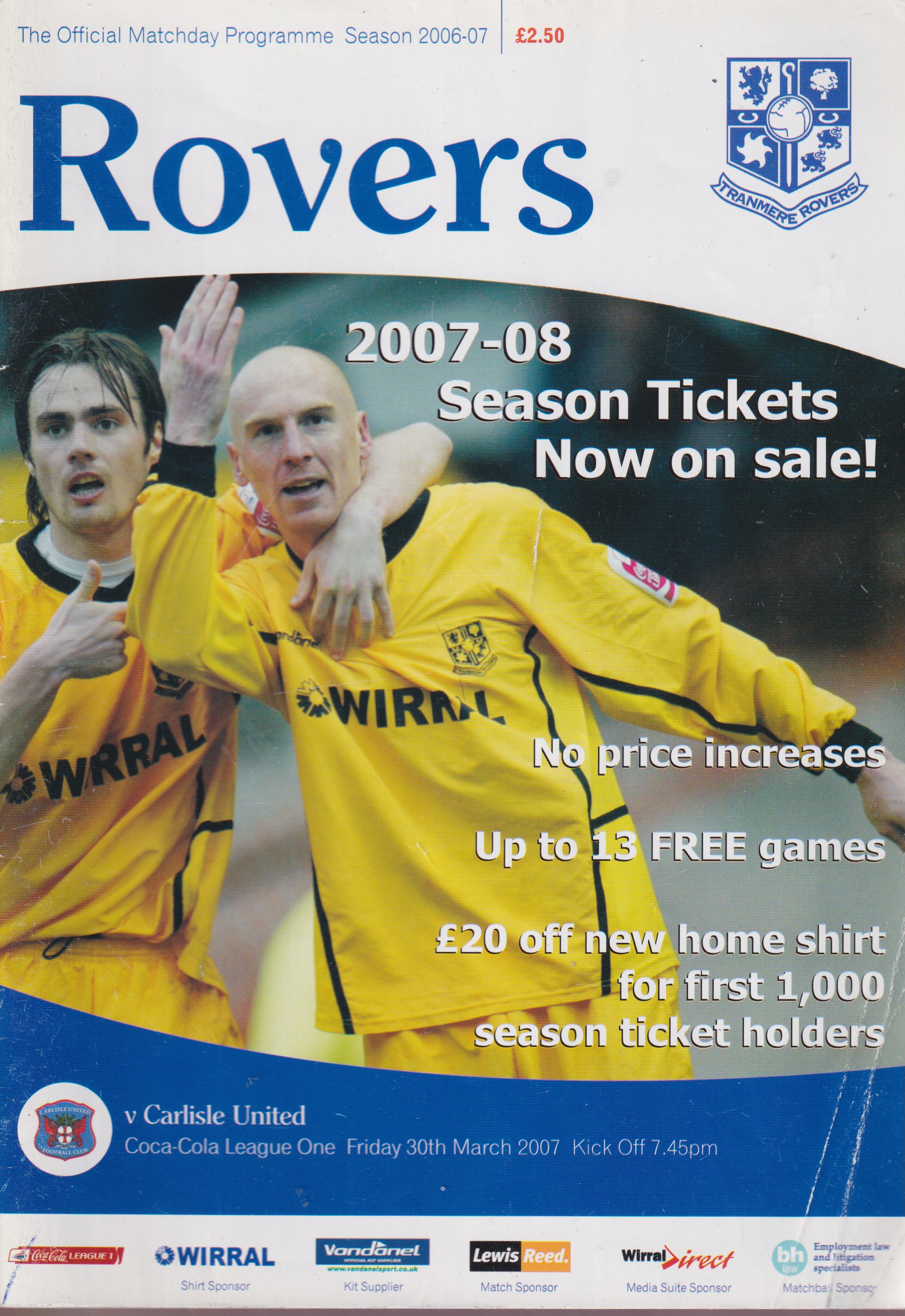 Match Programme for 30/03/2007