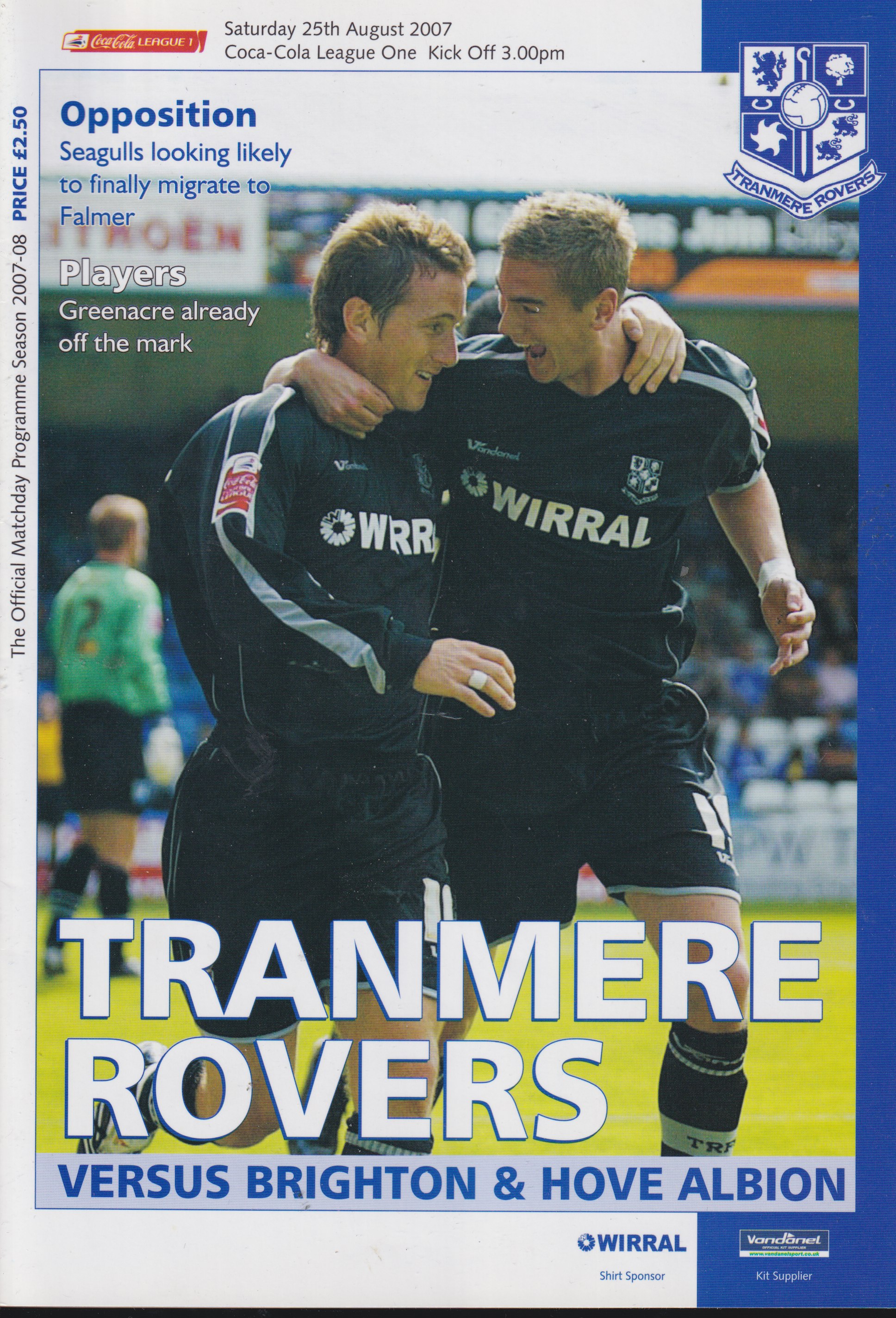 Match Programme for 25/08/2007