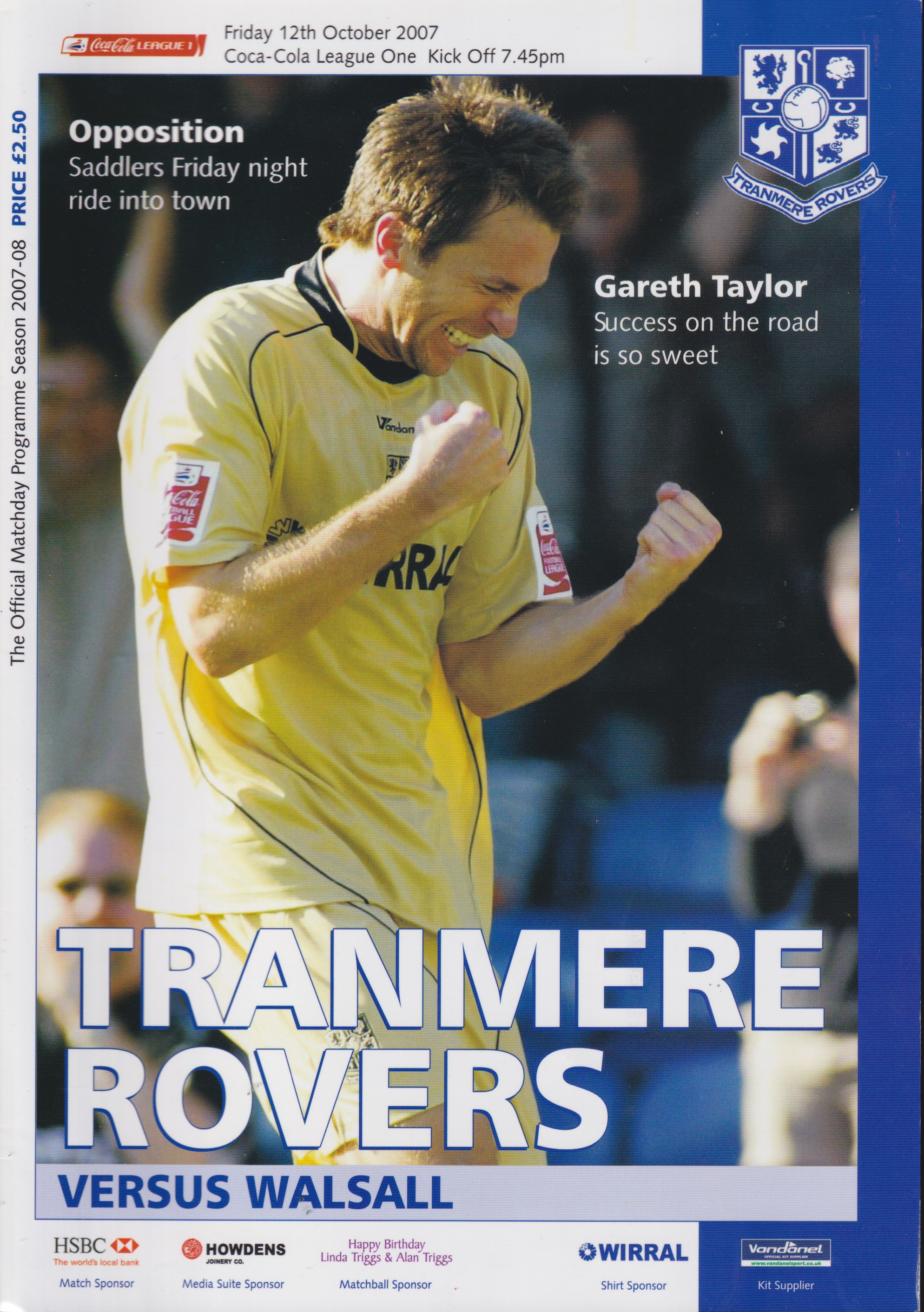 Match Programme for 12/10/2007