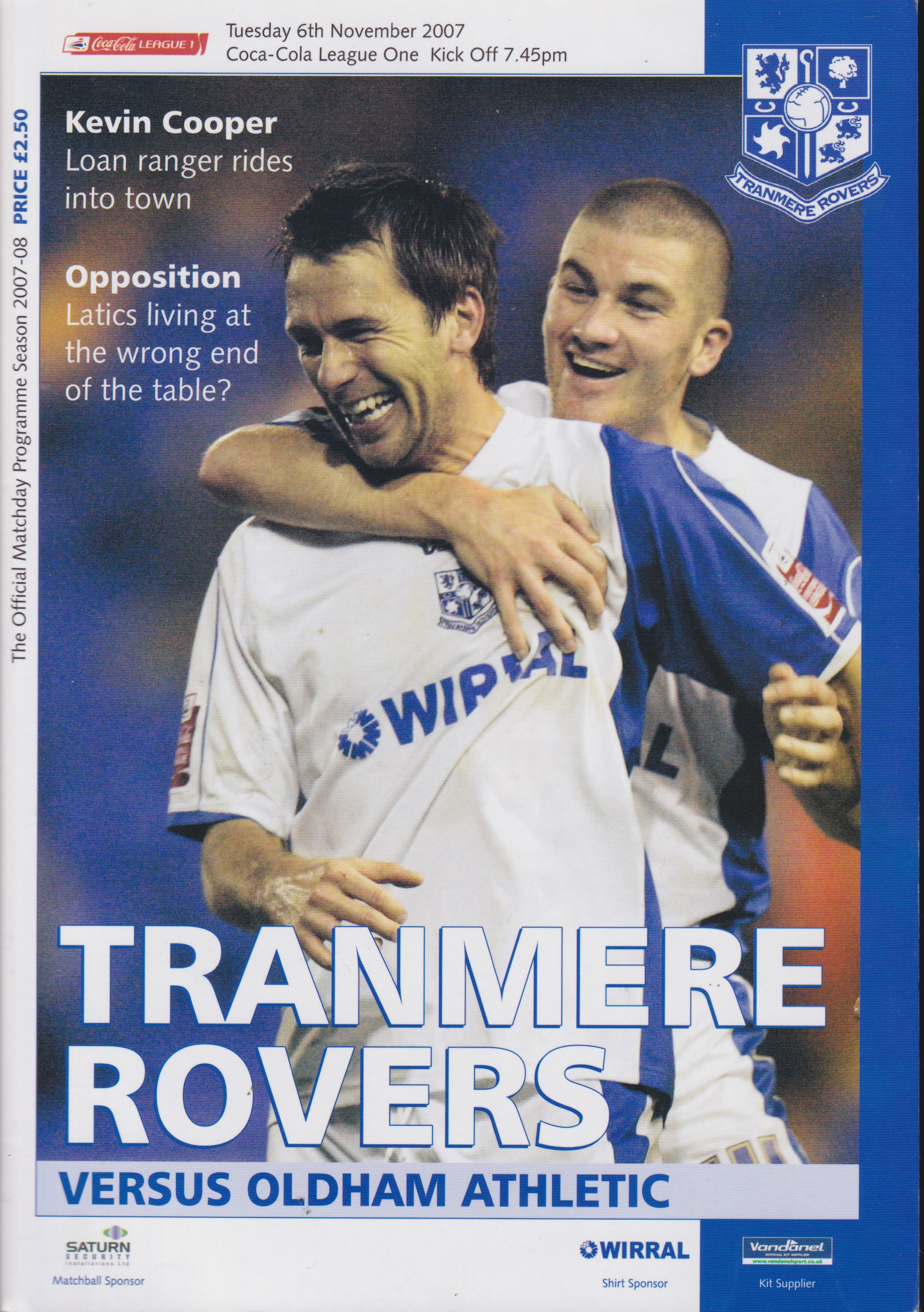Match Programme for 06/11/2007