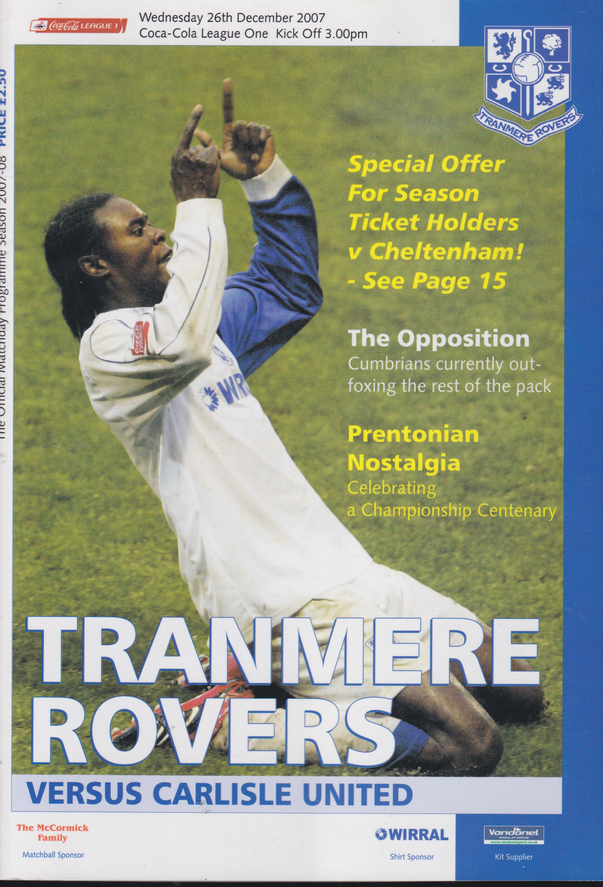 Match Programme for 26/12/2007