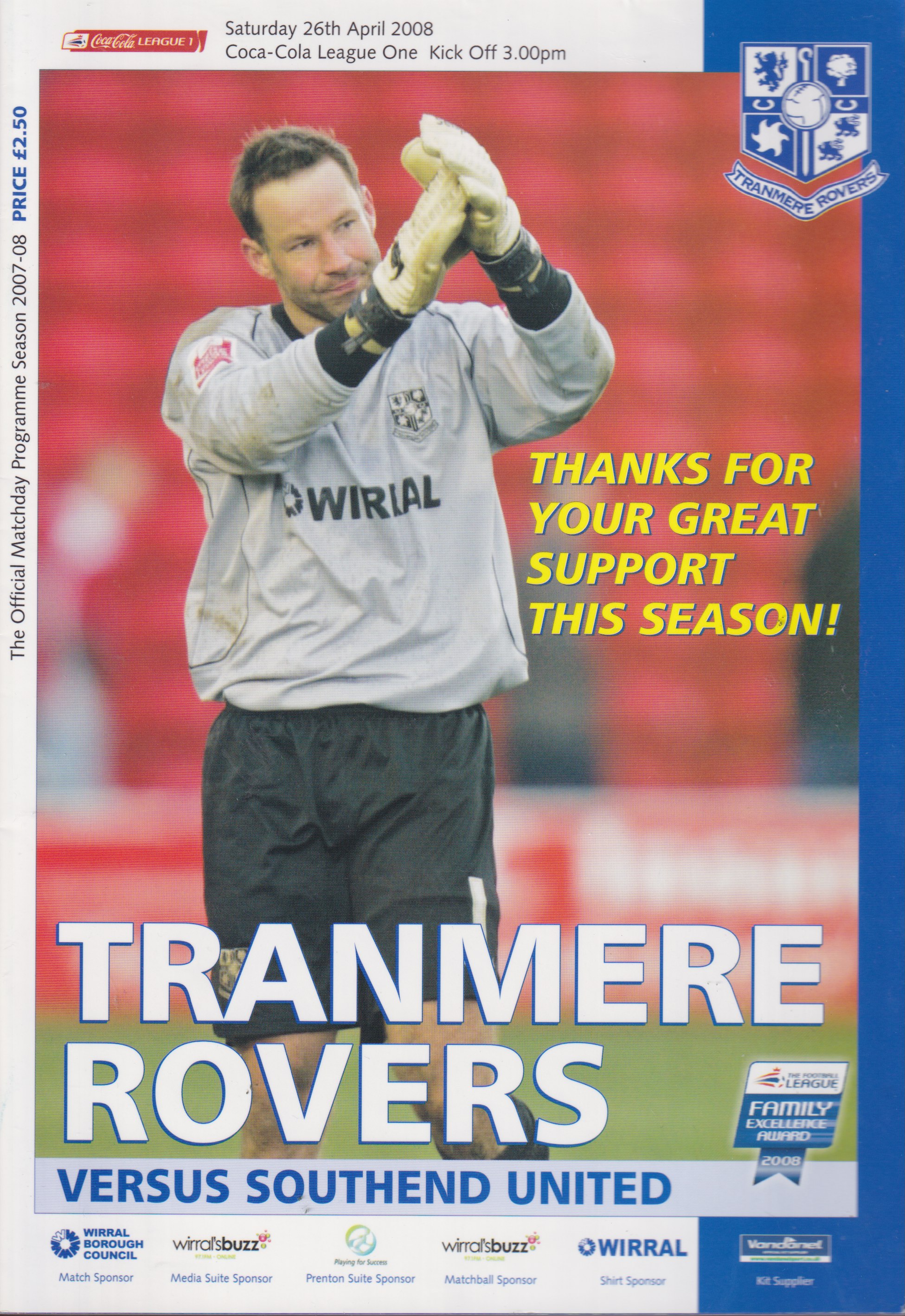 Match Programme for 26/04/2008