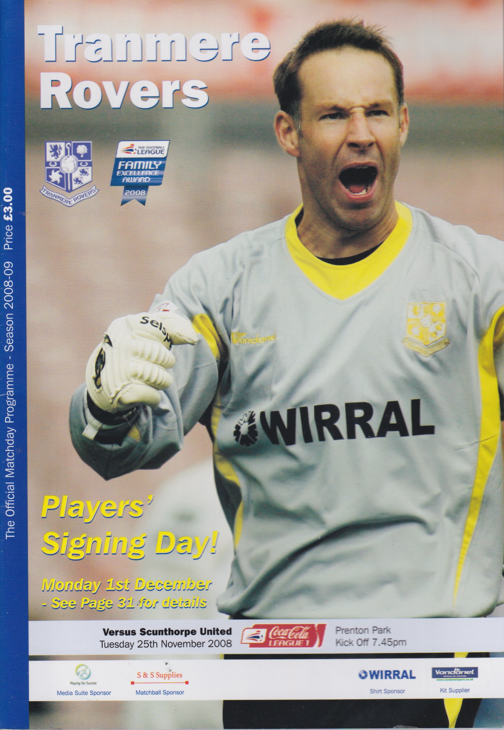 Match Programme for 25/11/2008