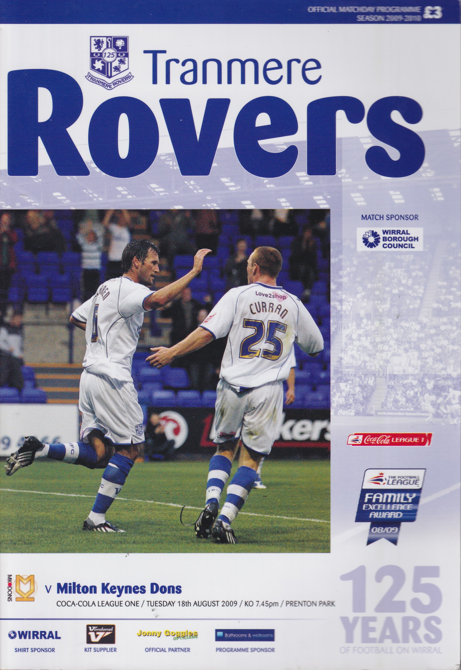 Match Programme for 18/08/2009