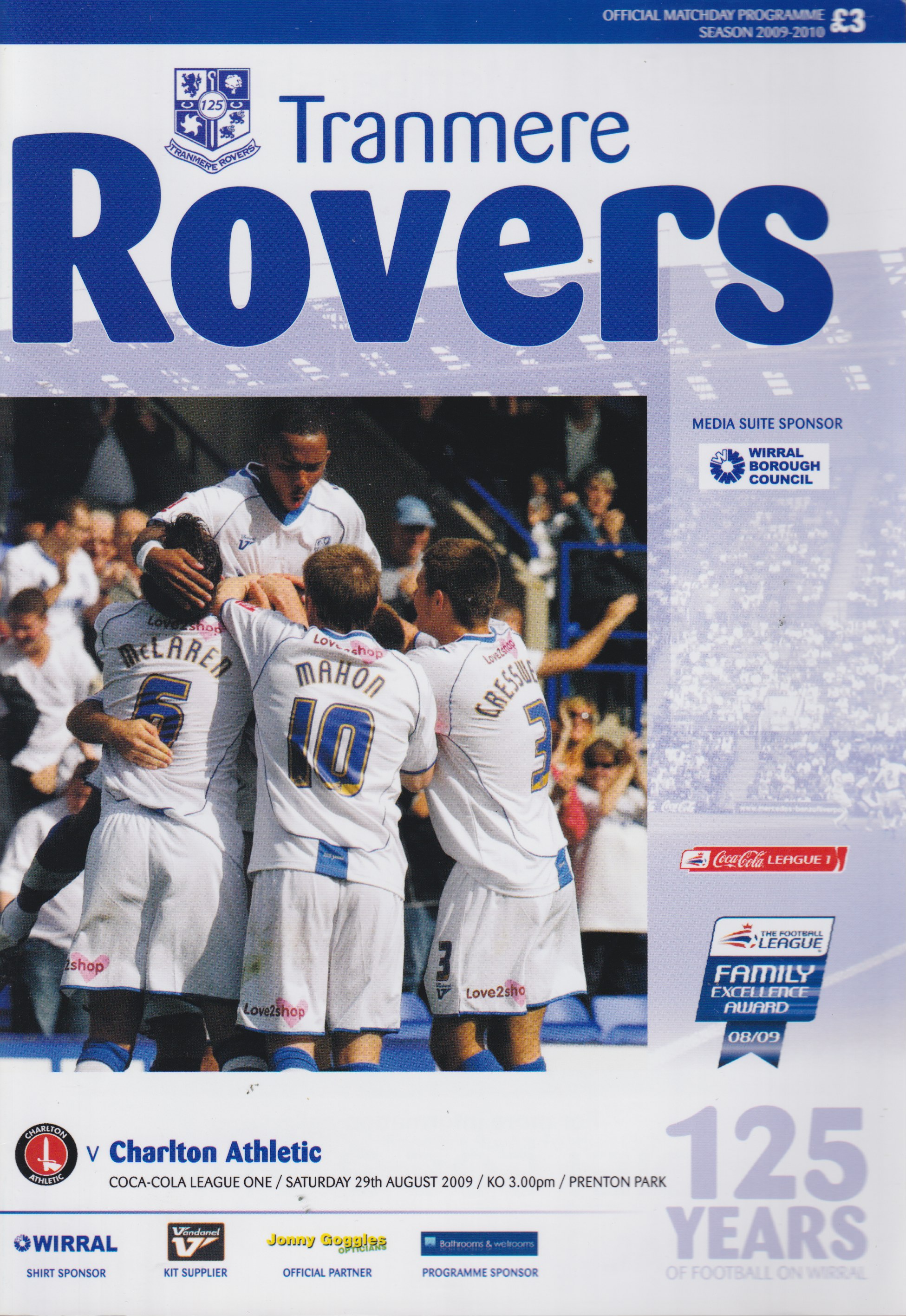 Match Programme for 29/08/2009