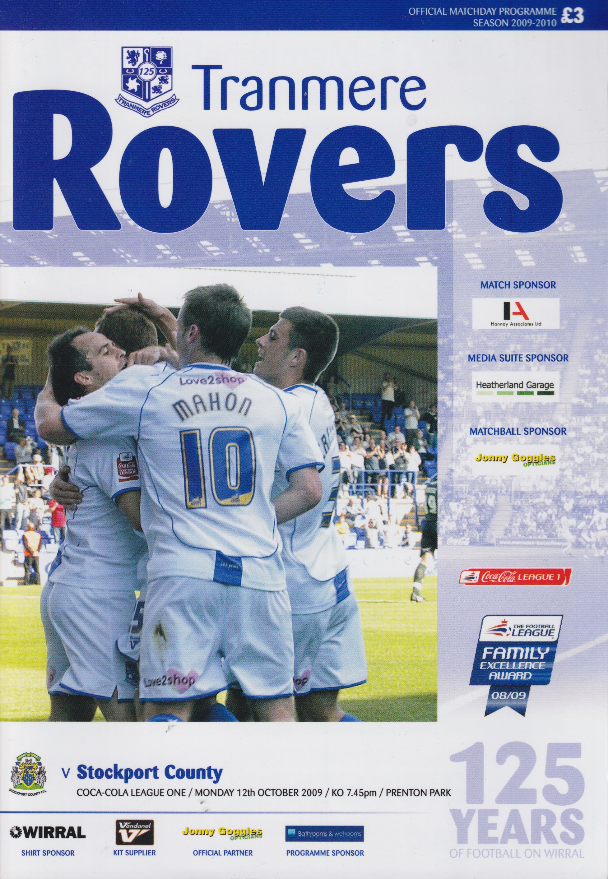 Match Programme for 12/10/2009