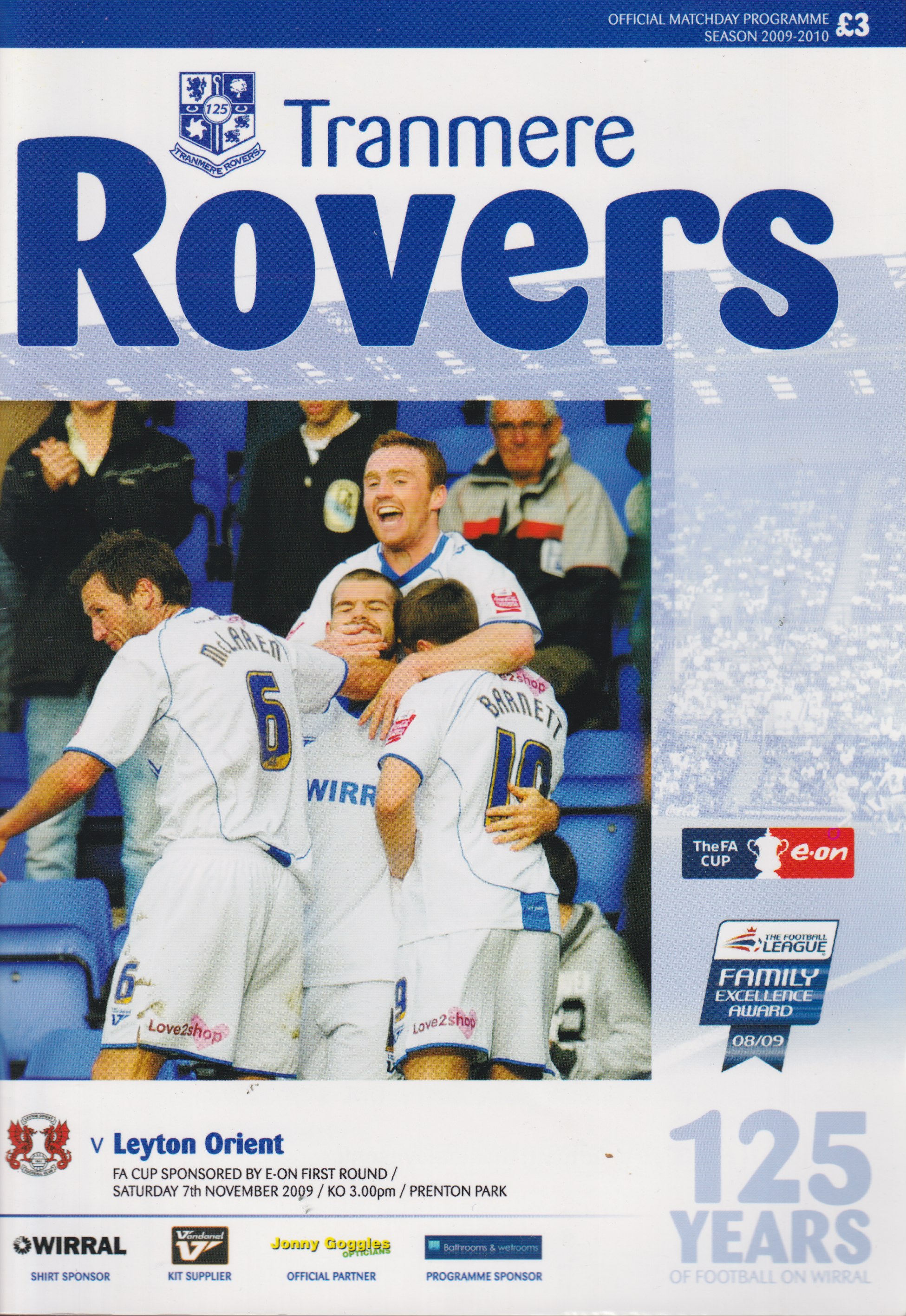 Match Programme for 07/11/2009