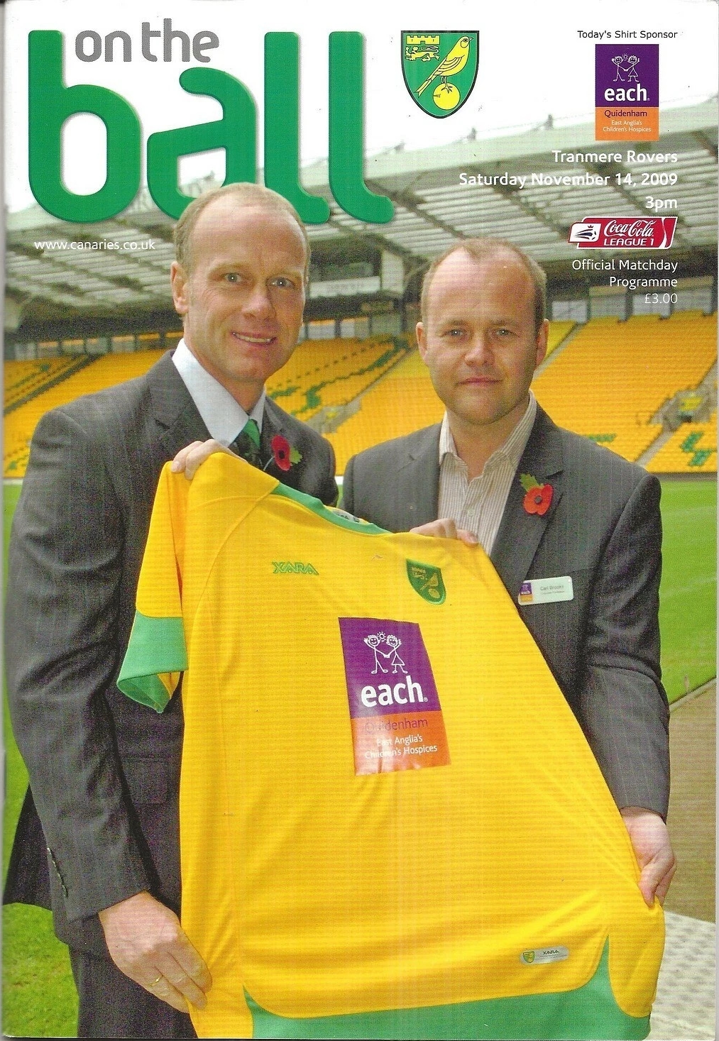 Match Programme for 14/11/2009