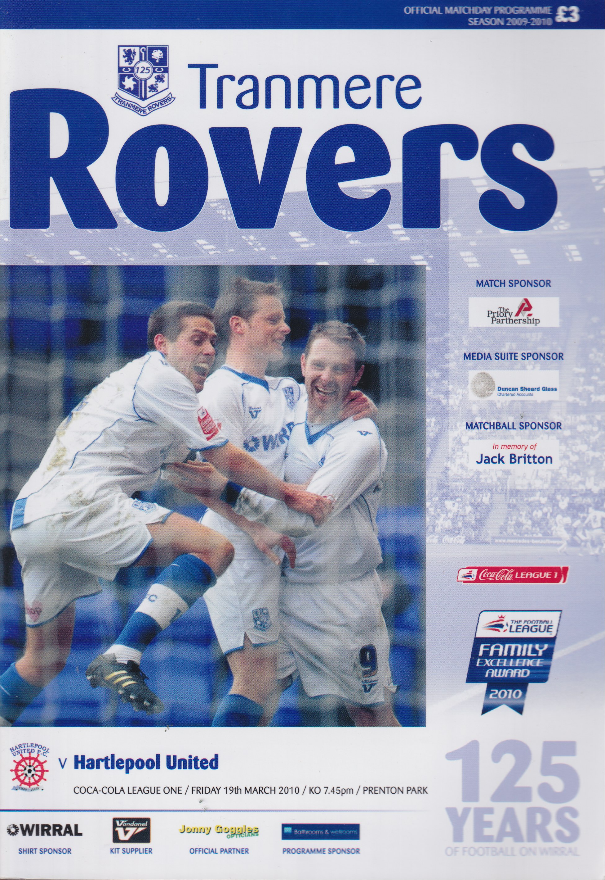 Match Programme for 19/03/2010