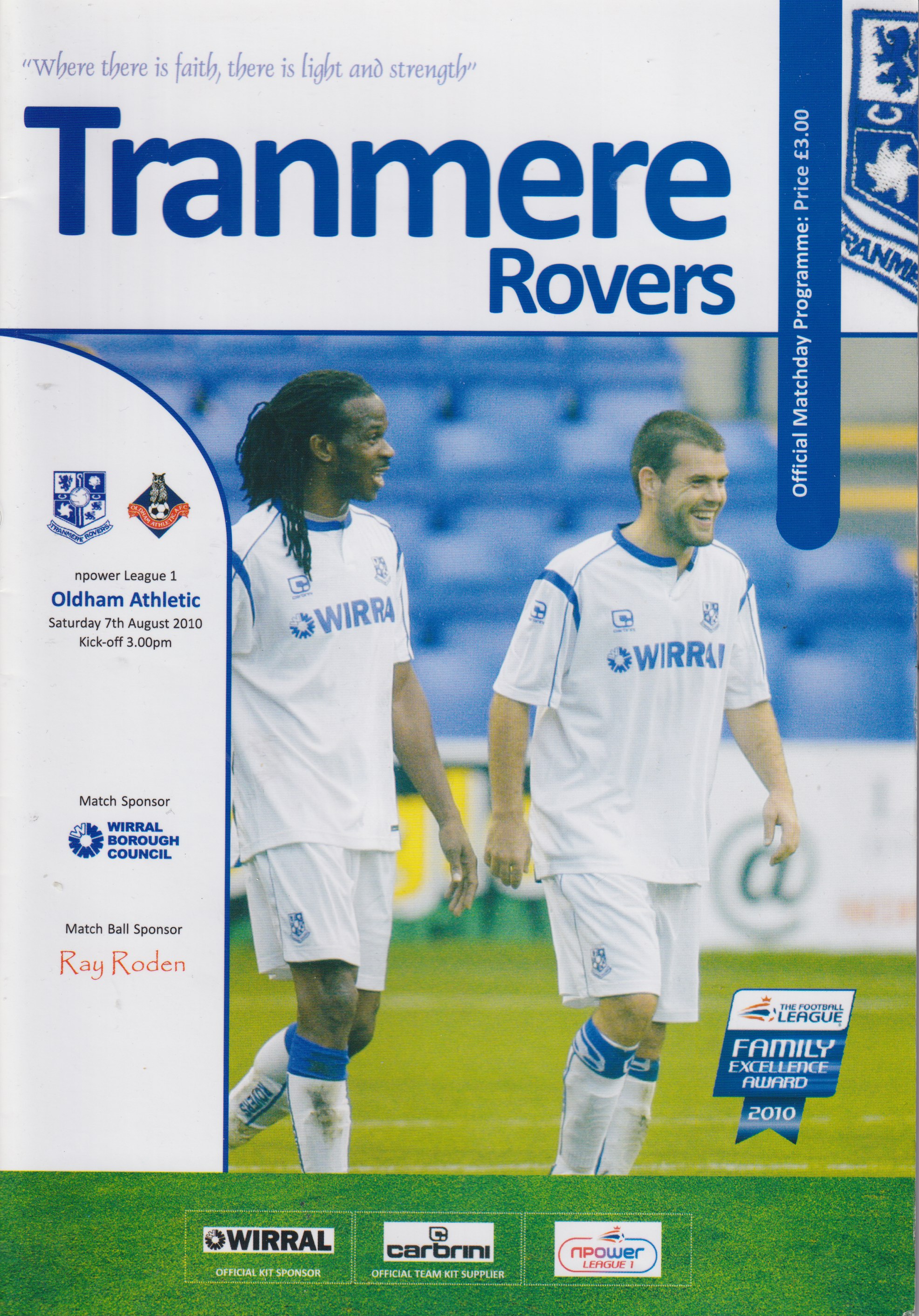 Match Programme for 07/08/2010