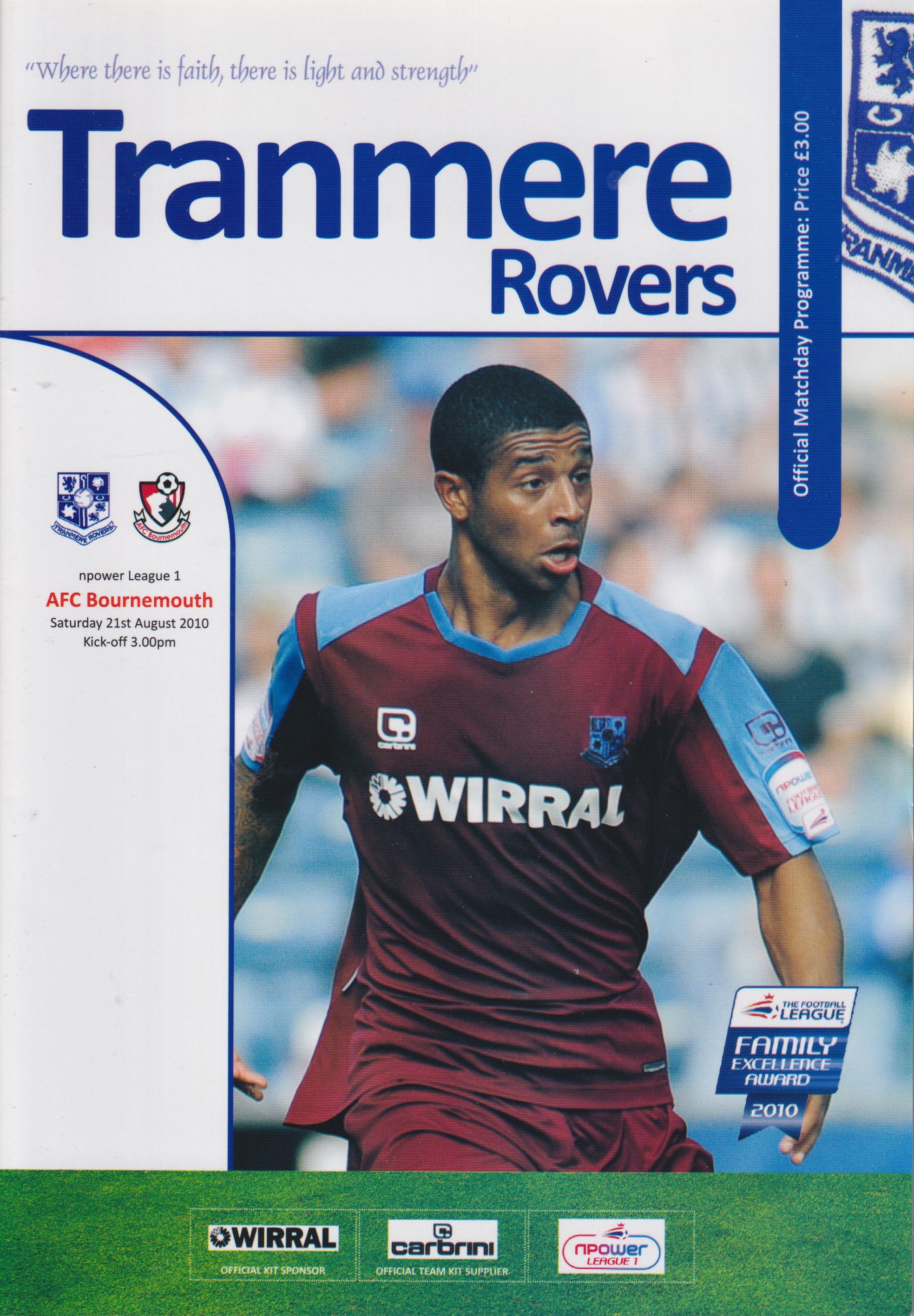 Match Programme for 21/08/2010