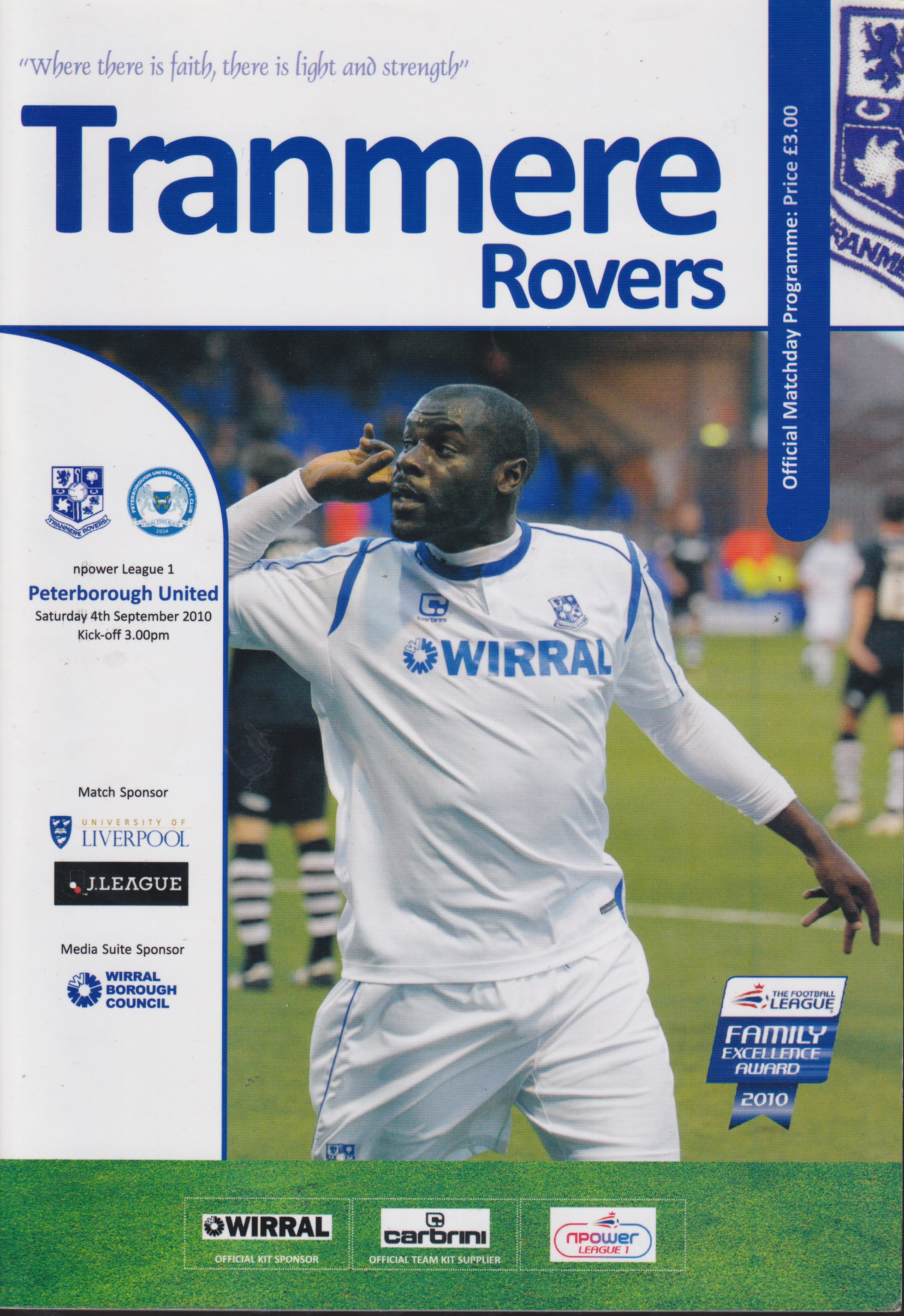 Match Programme for 04/09/2010